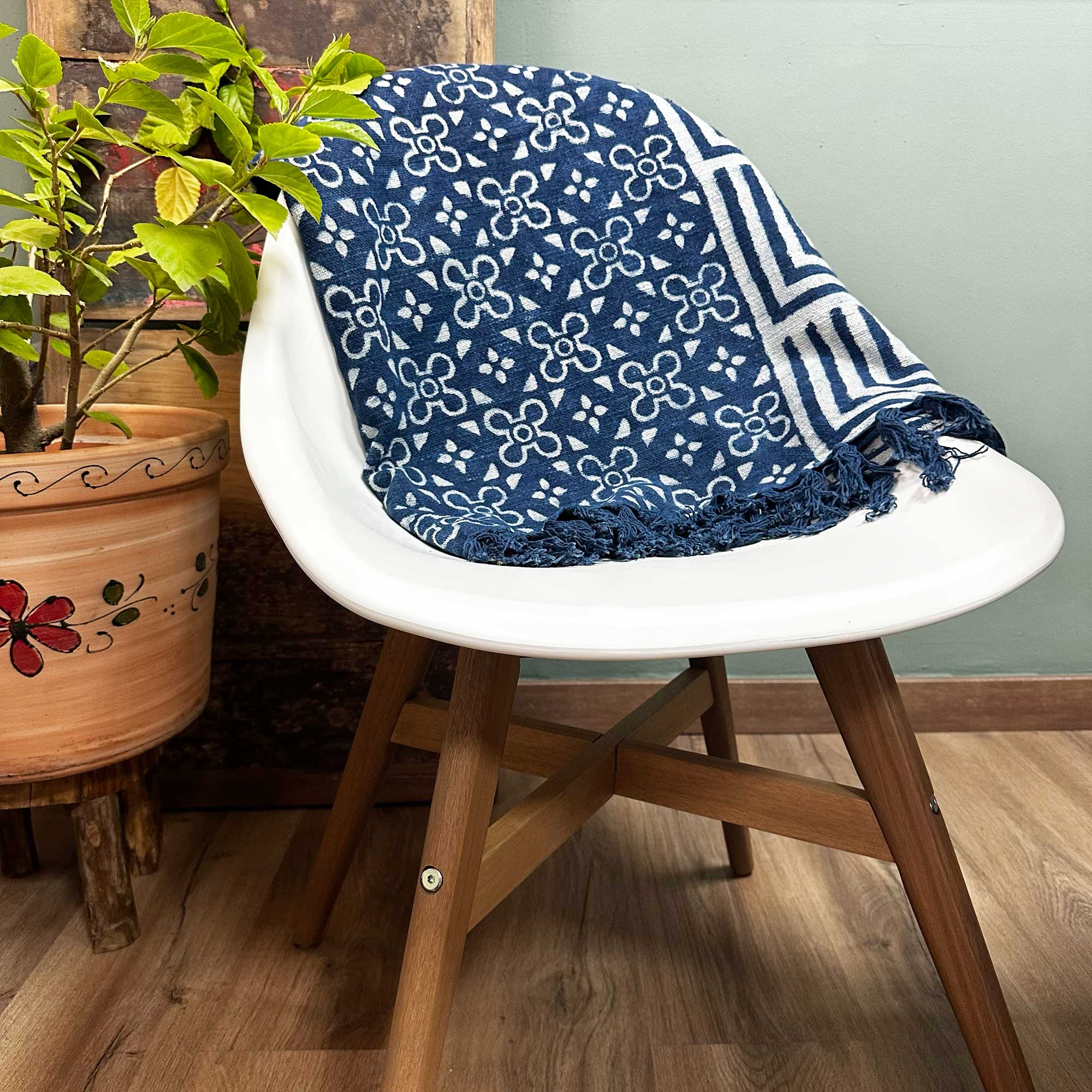 View Handmade Indigo Throw 170x120cm Kasba Tiles information