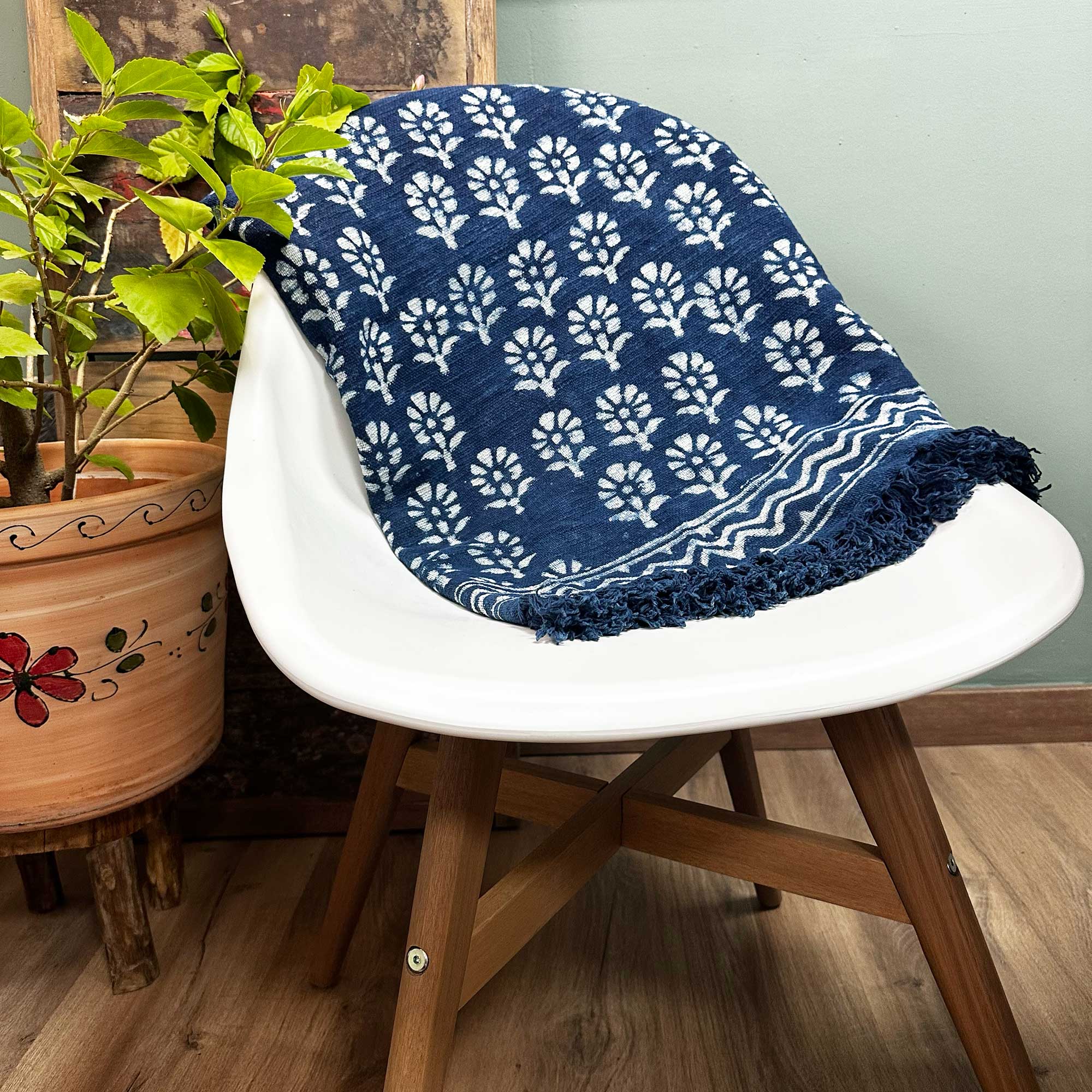 View Handmade Indigo Throw 170x120cm Chhota Flower information