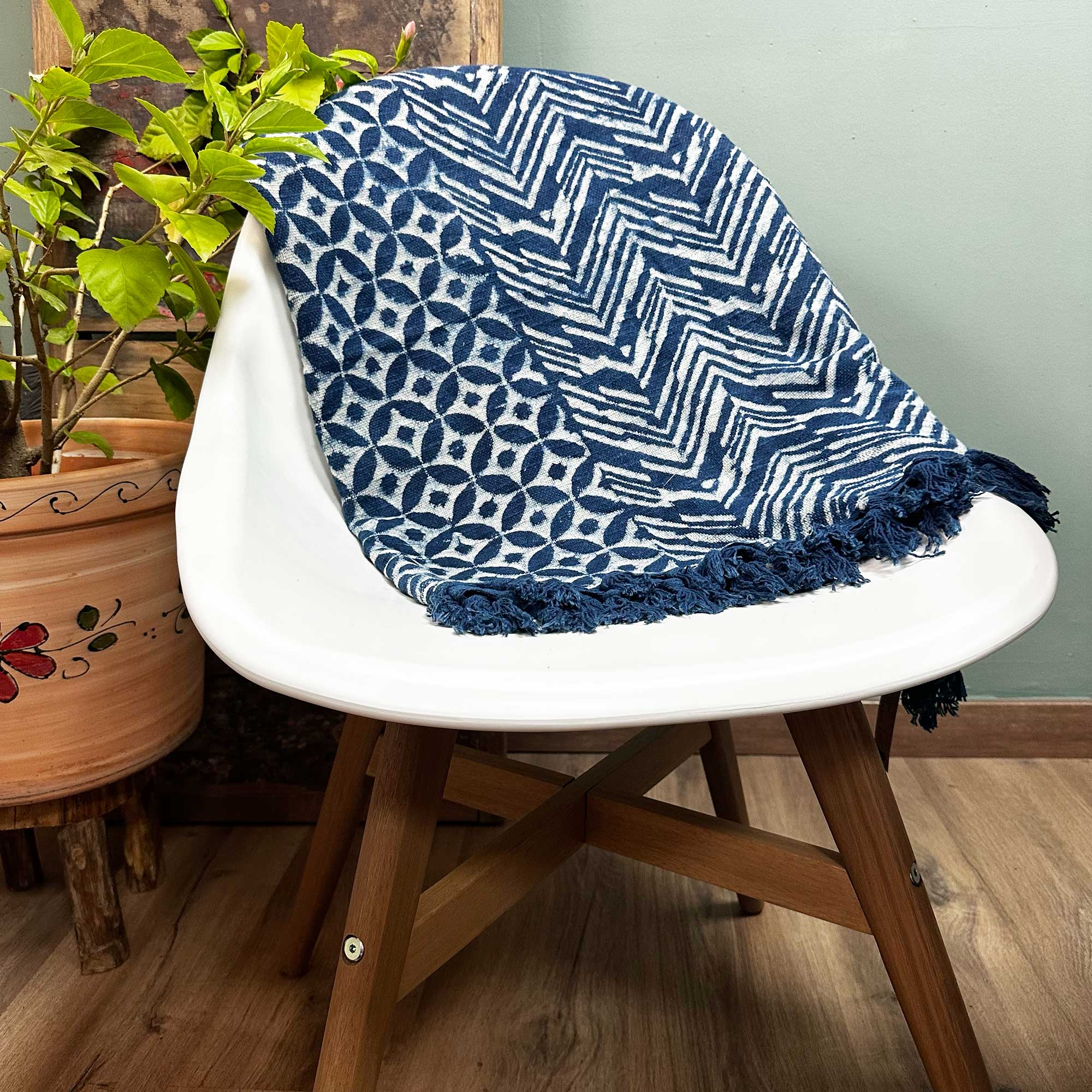 View Handmade Indigo Throw 170x120cm Namoona Waves information