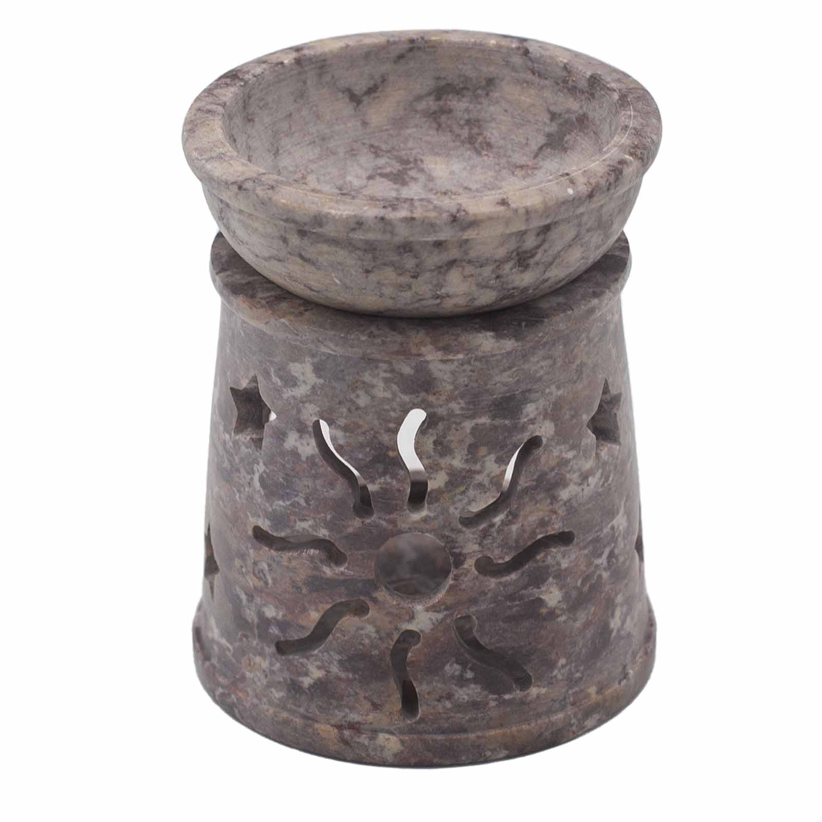 View Small Soapstone Oil Burner 8cm Sun Stars information