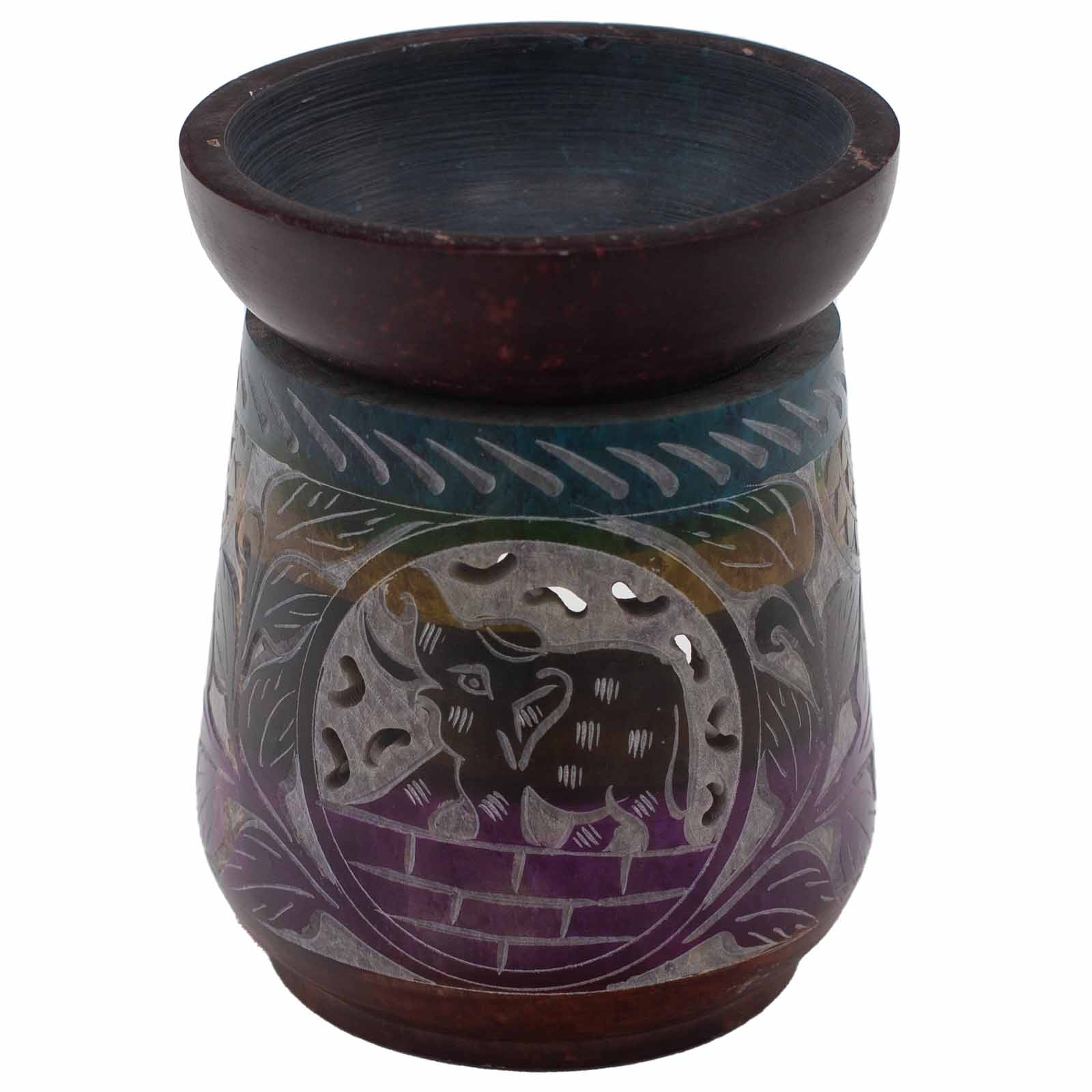 View Large Soapstone Oil Burner 13x10cm Elephant Five Colours information