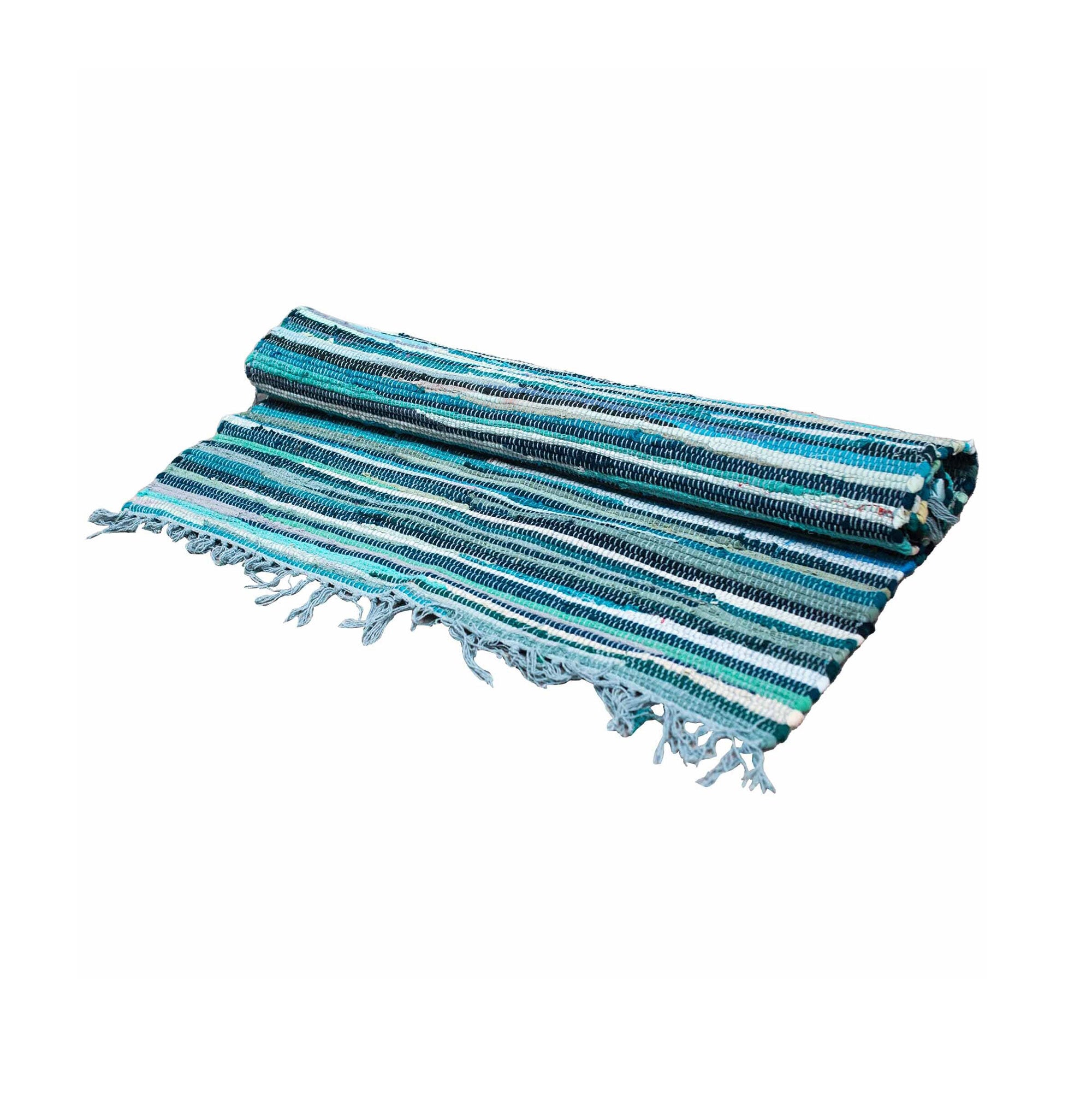 View Small Rag Rug 50x90cm premium quality Aqua Blues information