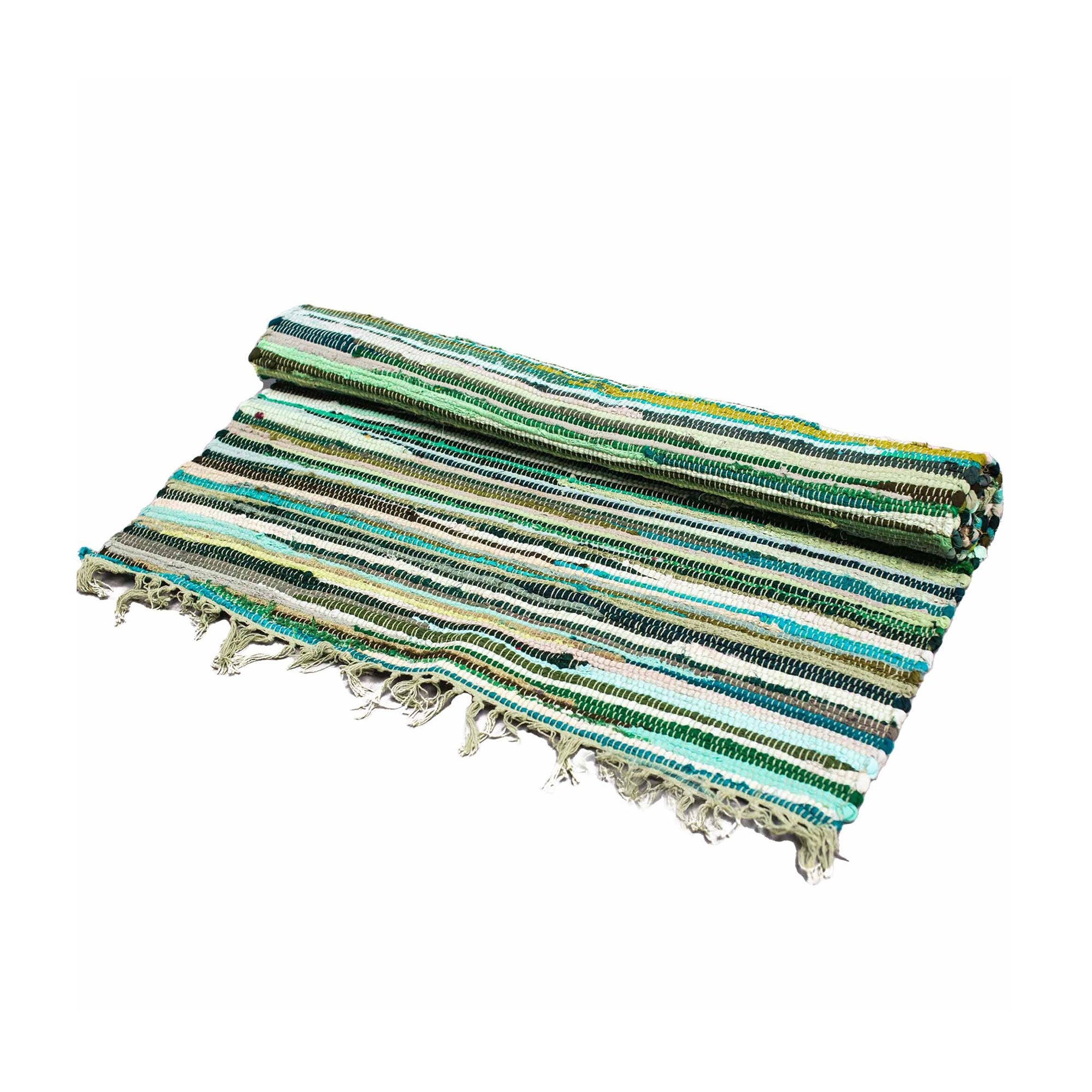 View Small Rag Rug 50x90cm premium quality Natural Greens information