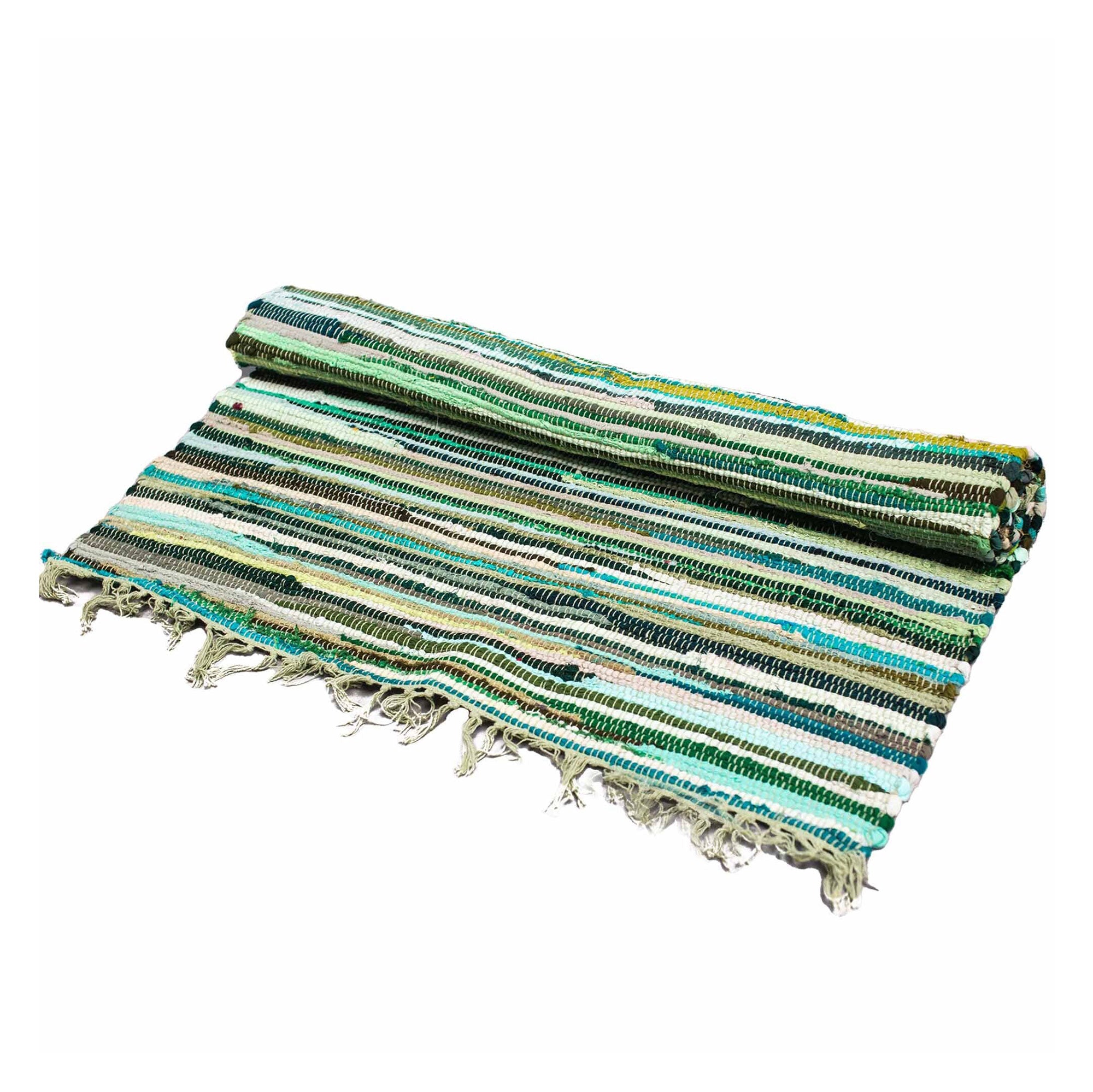 View Large Rag Rug 150x90cm premium quality Natural Greens information