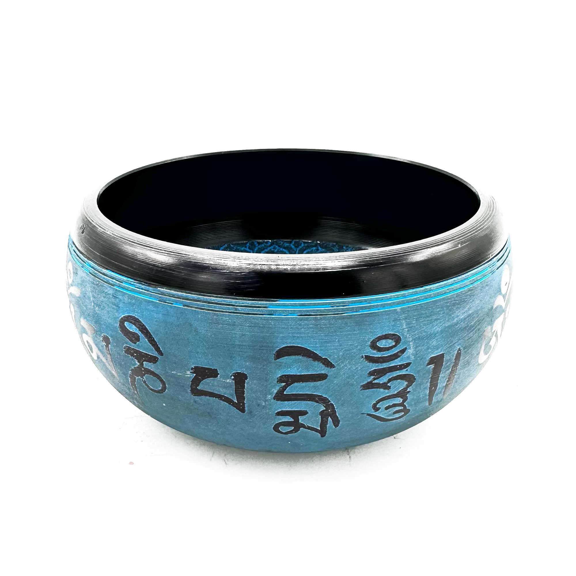 View Earth Powder Singing Bowl Blue Mantra Five Buddha 16cm information