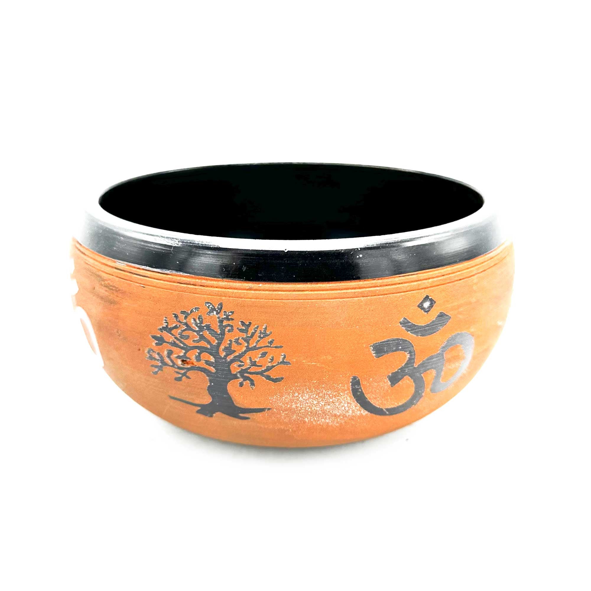 View Earth Powder Singing Bowl Clay Om Buddha 16cm information