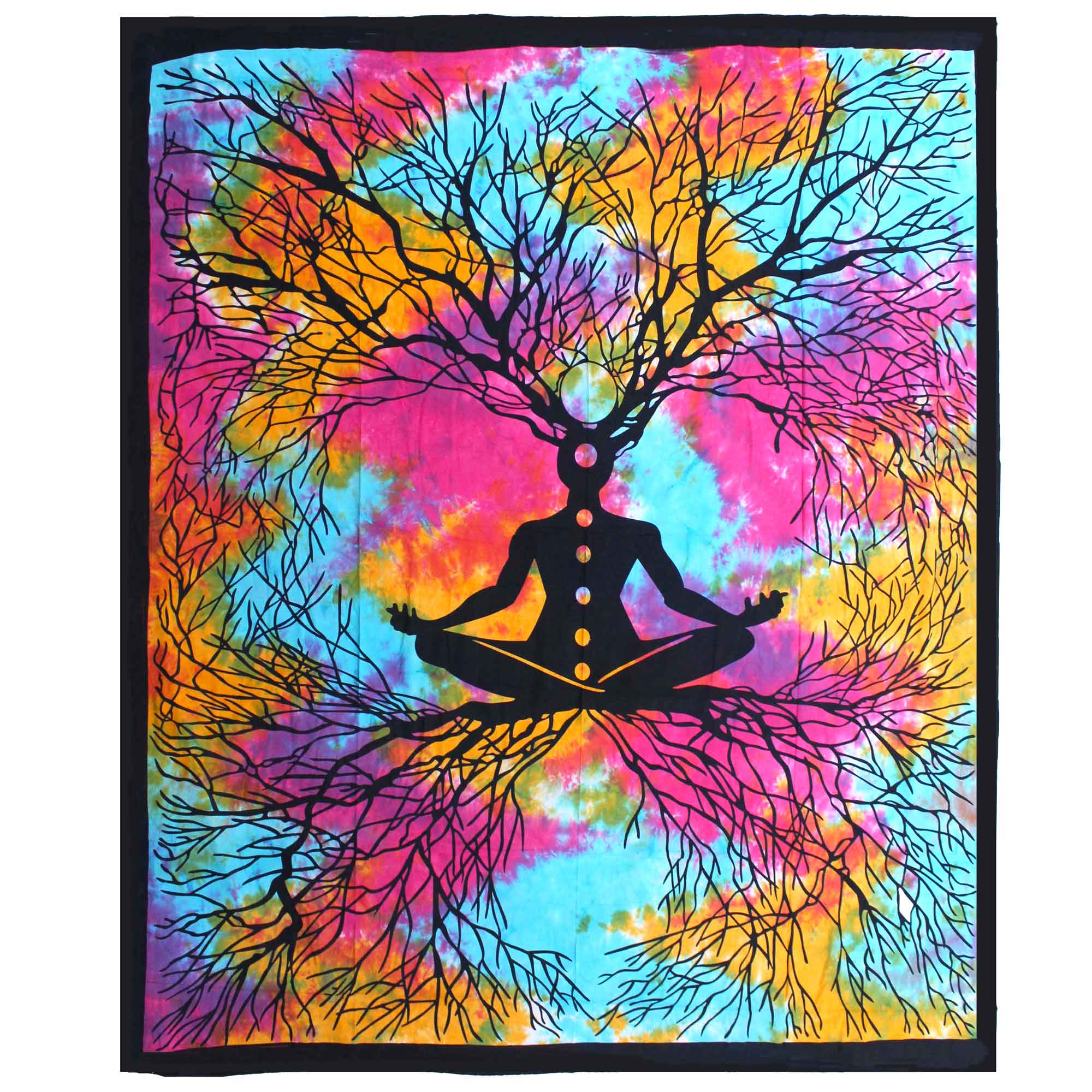 View Double Cotton Bedspread Wall Hanging Yoga Tree information