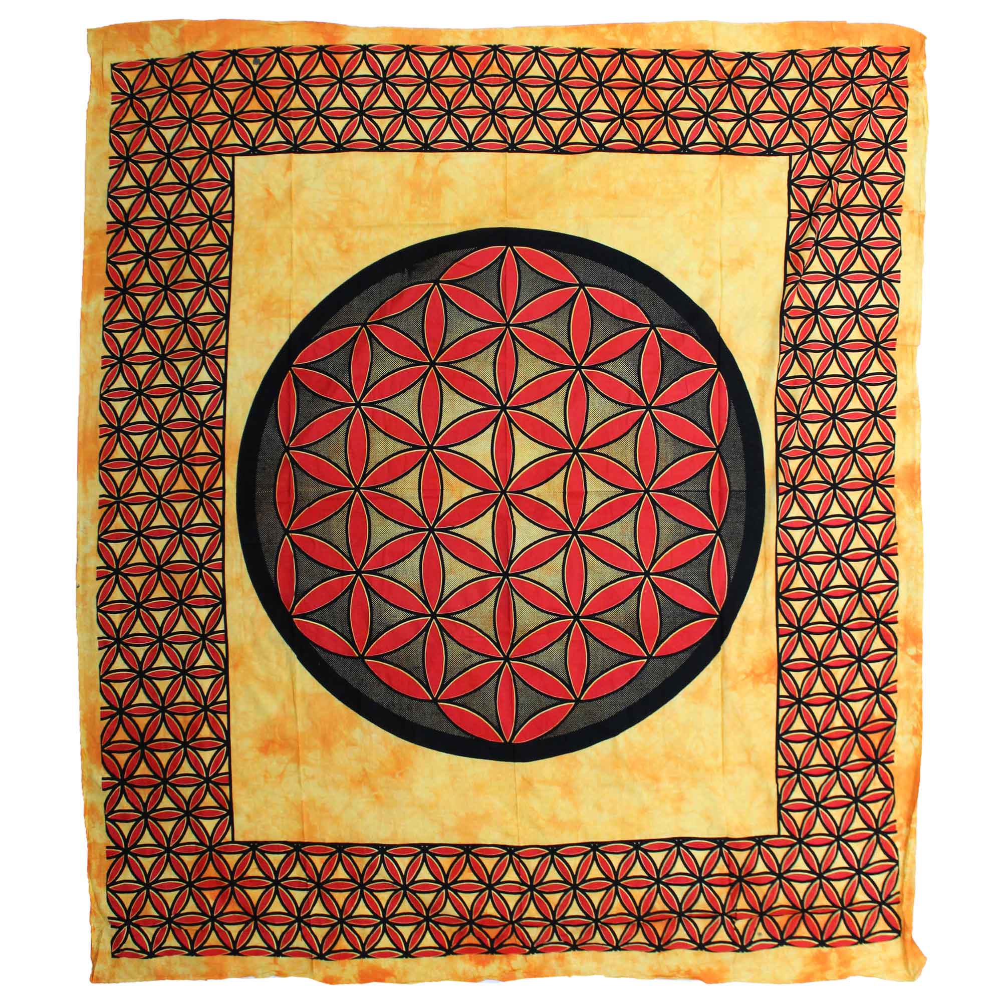 View Double Cotton Bedspread Wall Hanging Flower of Life Orange information