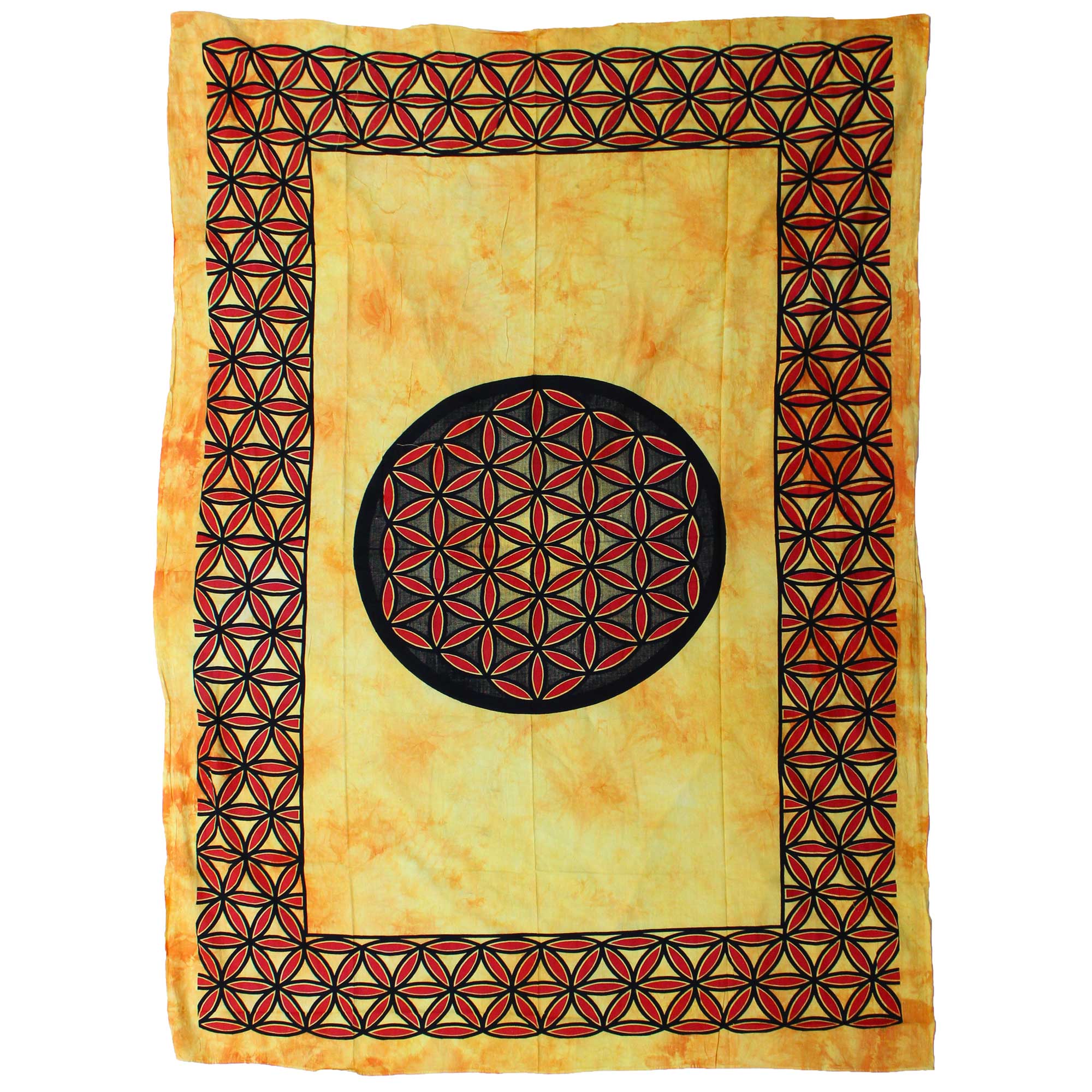 View Single Cotton Bedspread Wall Hanging Flower of Life Orange information