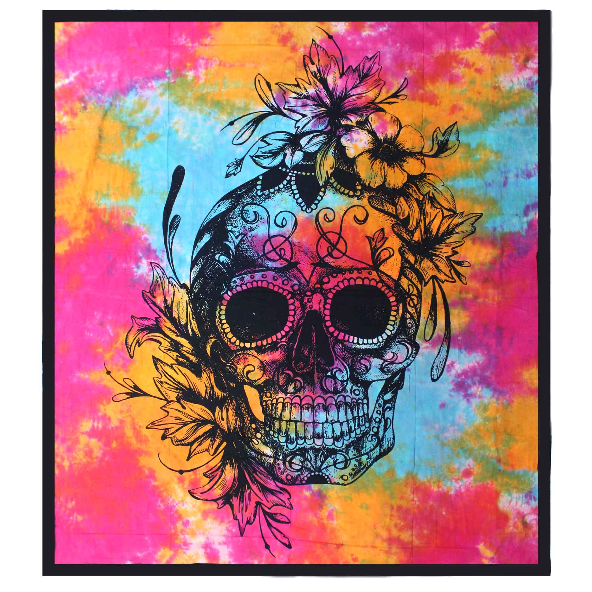 View Double Cotton Bedspread Wall Hanging Day of the Dead Skull information