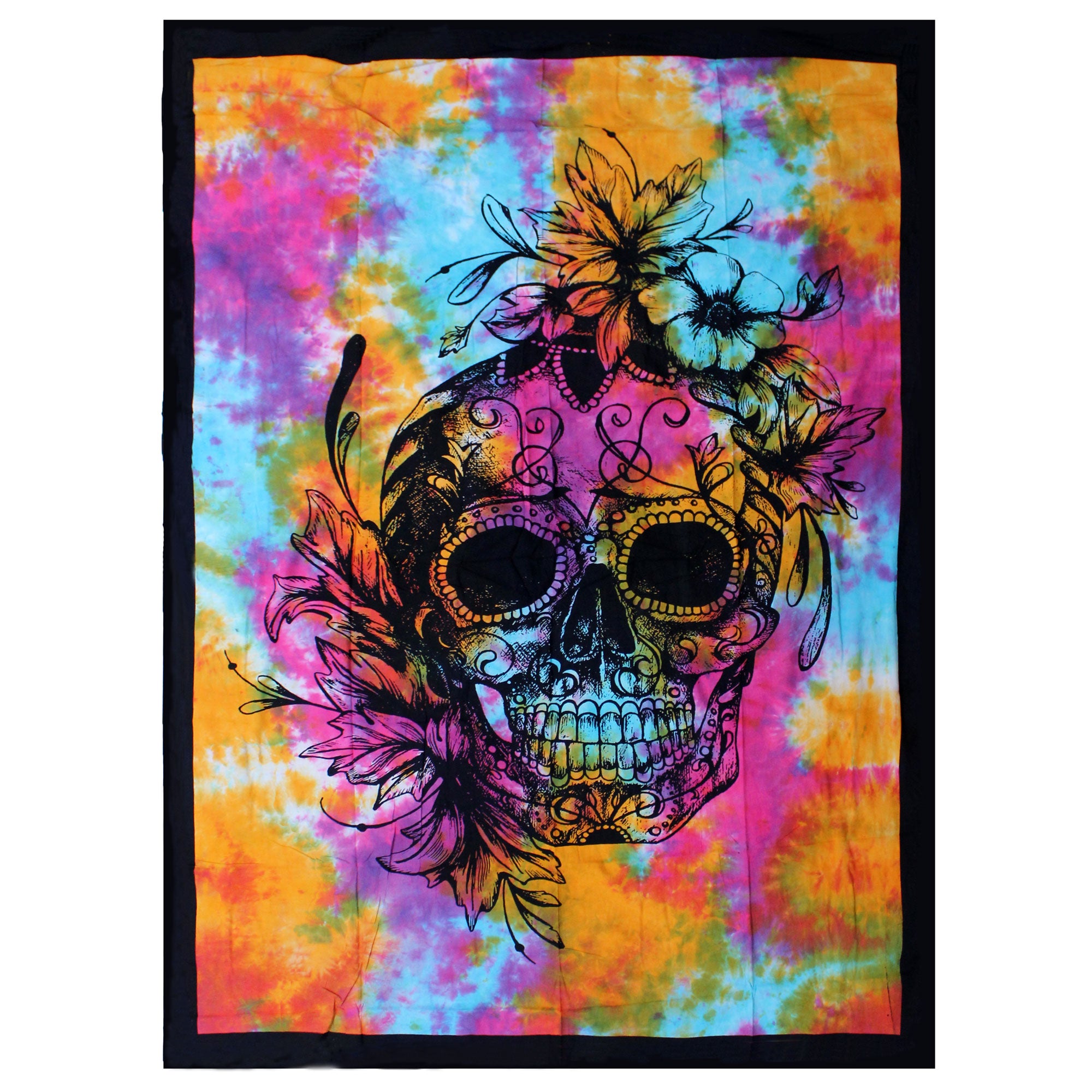 View Single Cotton Bedspread Wall Hanging Day of Dead Skull information