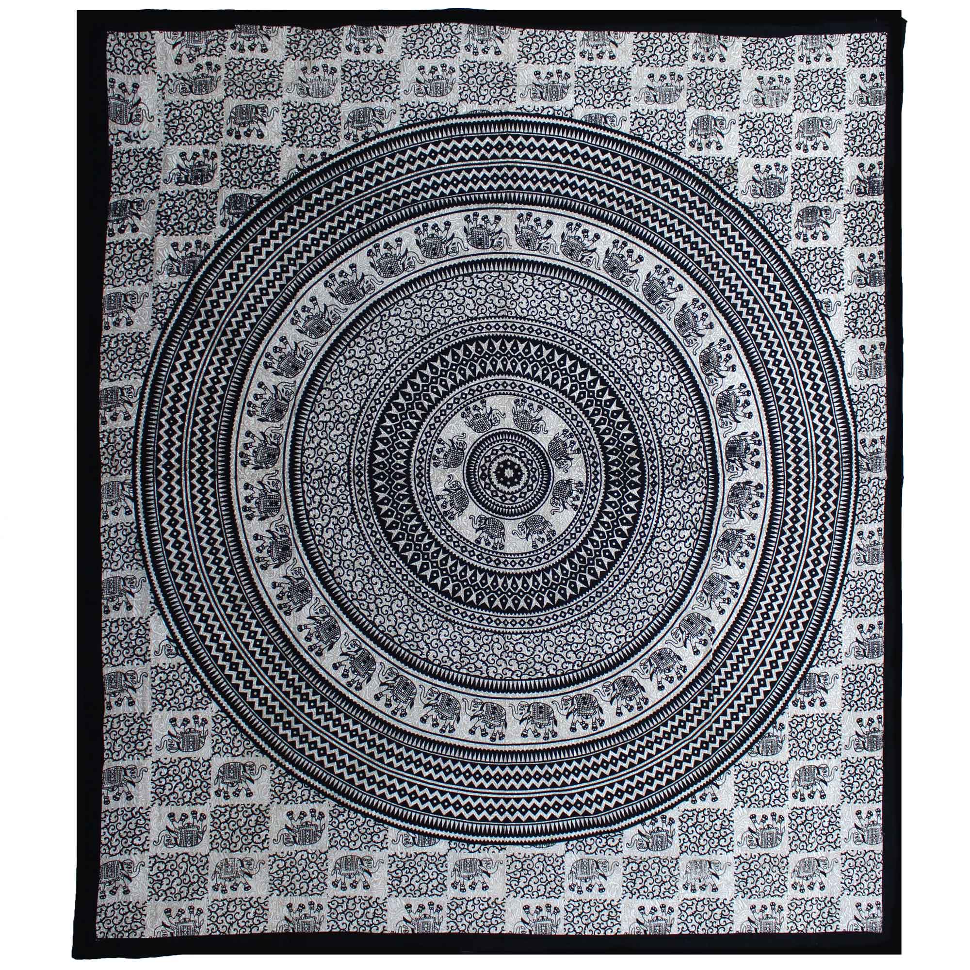 View Double Cotton Bedspread Wall Hanging Mono Elephant Mandala information