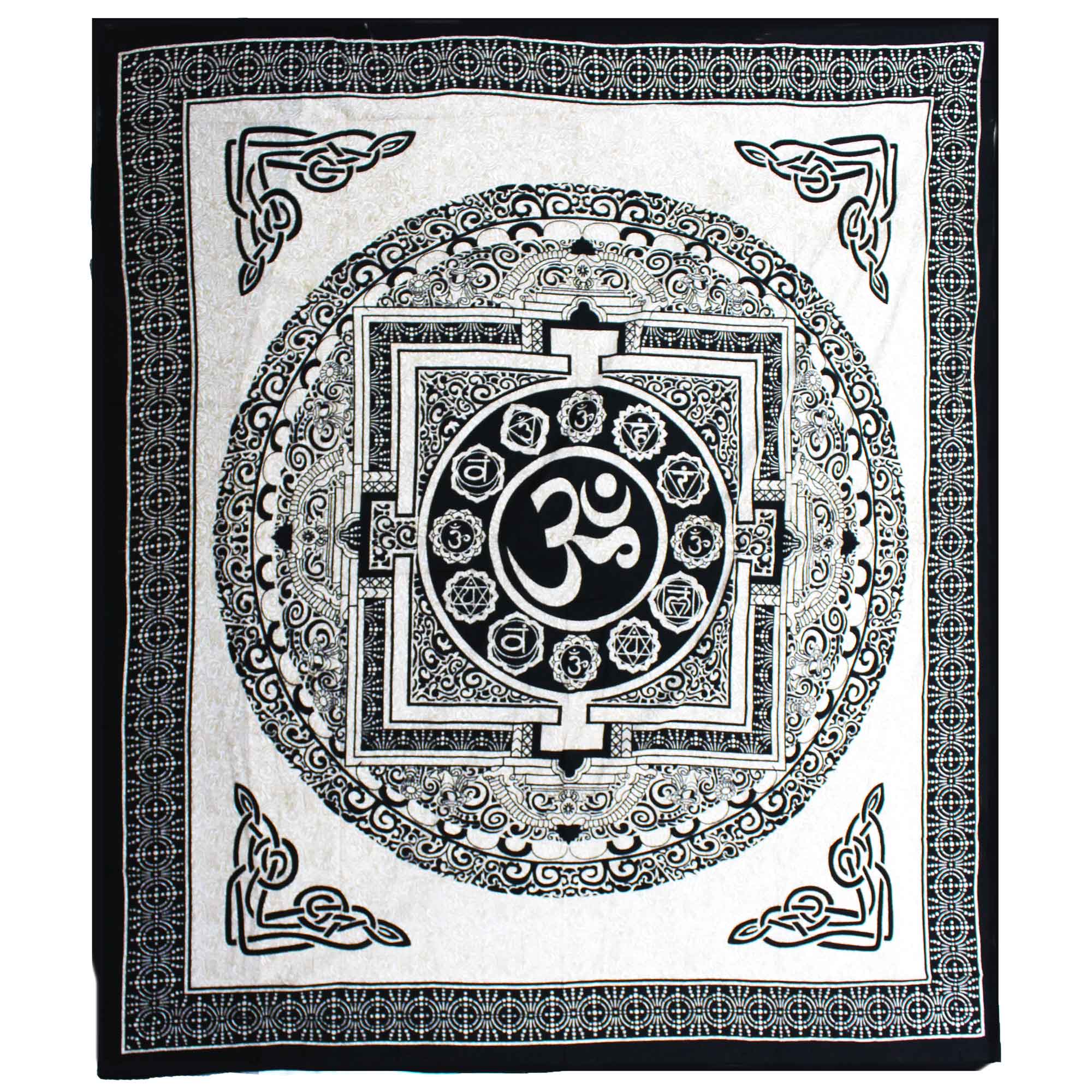 View Double Cotton Bedspread Wall Hanging Mono OM Mandala information