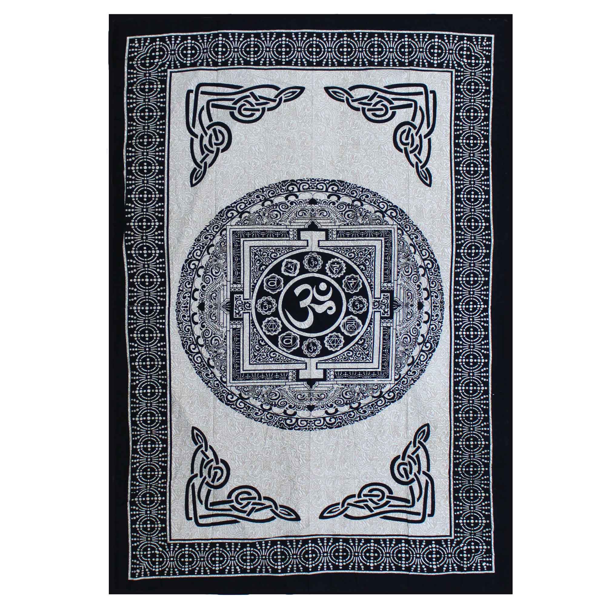 View Single Cotton Bedspread Wall Hanging Mono OM Mandala information