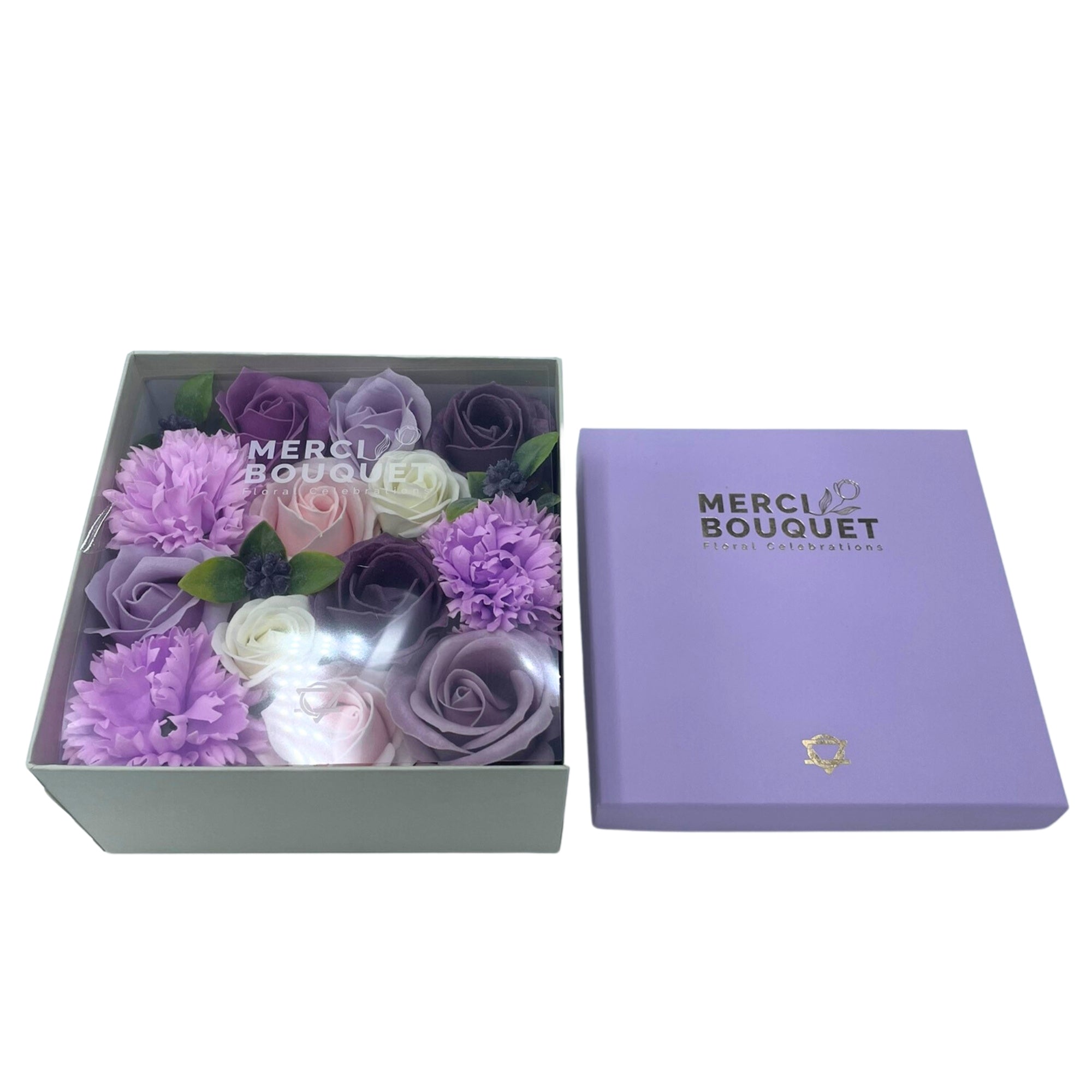 View Square Box Lavender Rose Carnation information