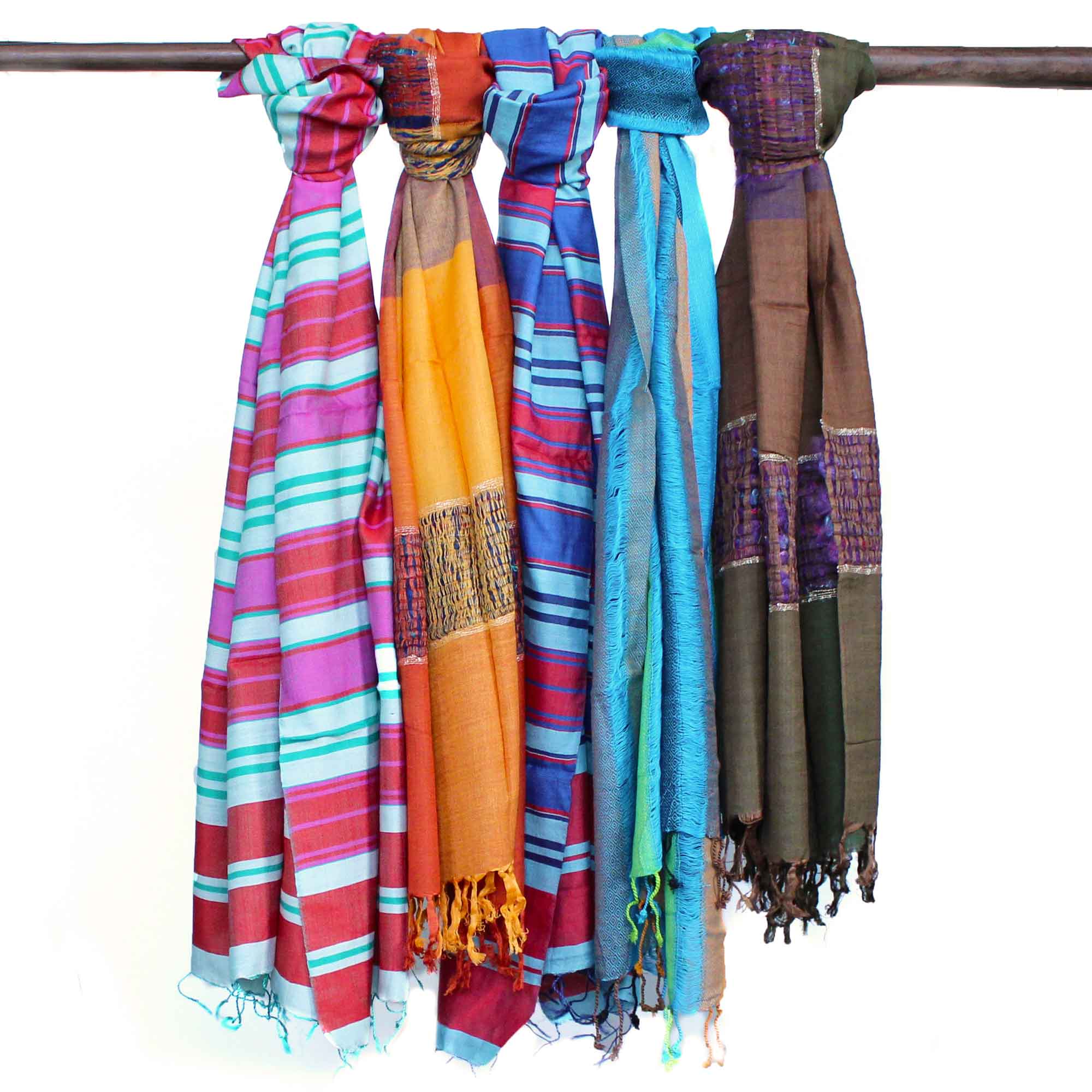 View Lrg Indian Boho Scarves 28x72cm Random Blues information