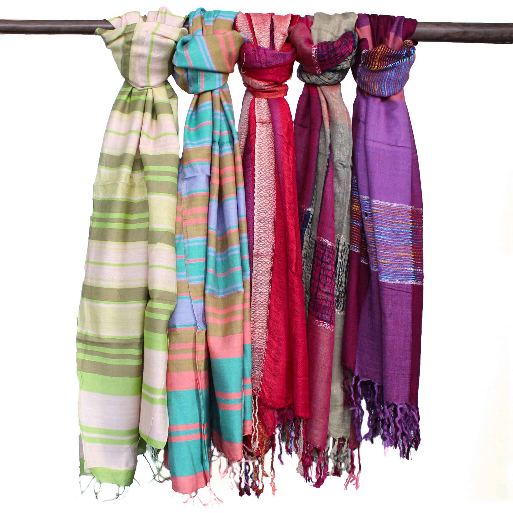 View Lrg Indian Boho Scarves 28x72cm Random Purples information