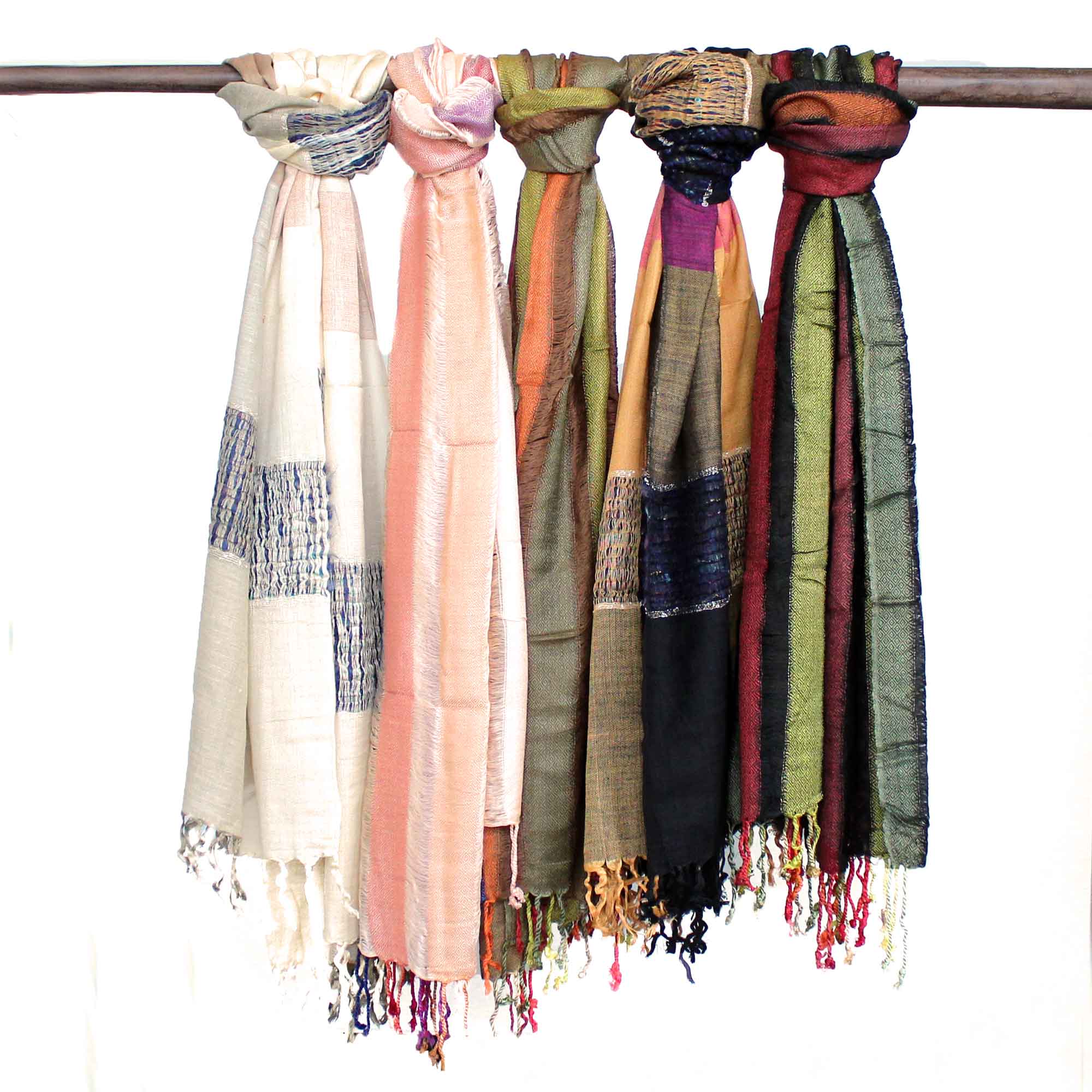 View Lrg Indian Boho Scarves 28x72cm Random Greens information