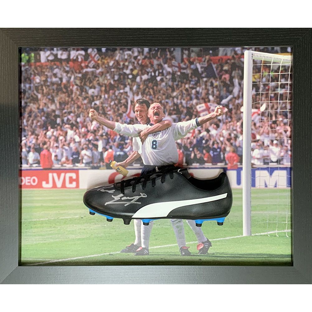 View England FA Gascoigne Signed Boot Framed information
