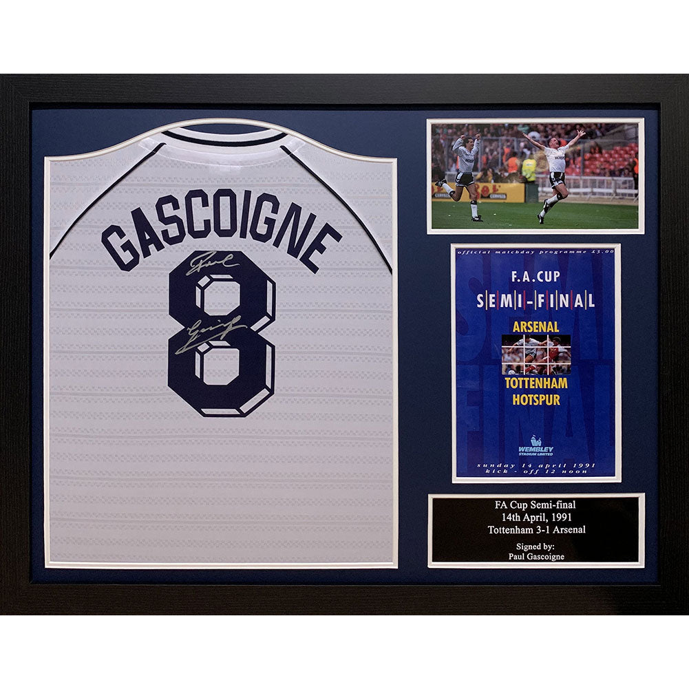 View Tottenham Hotspur FC Gascoigne Signed Shirt Framed information