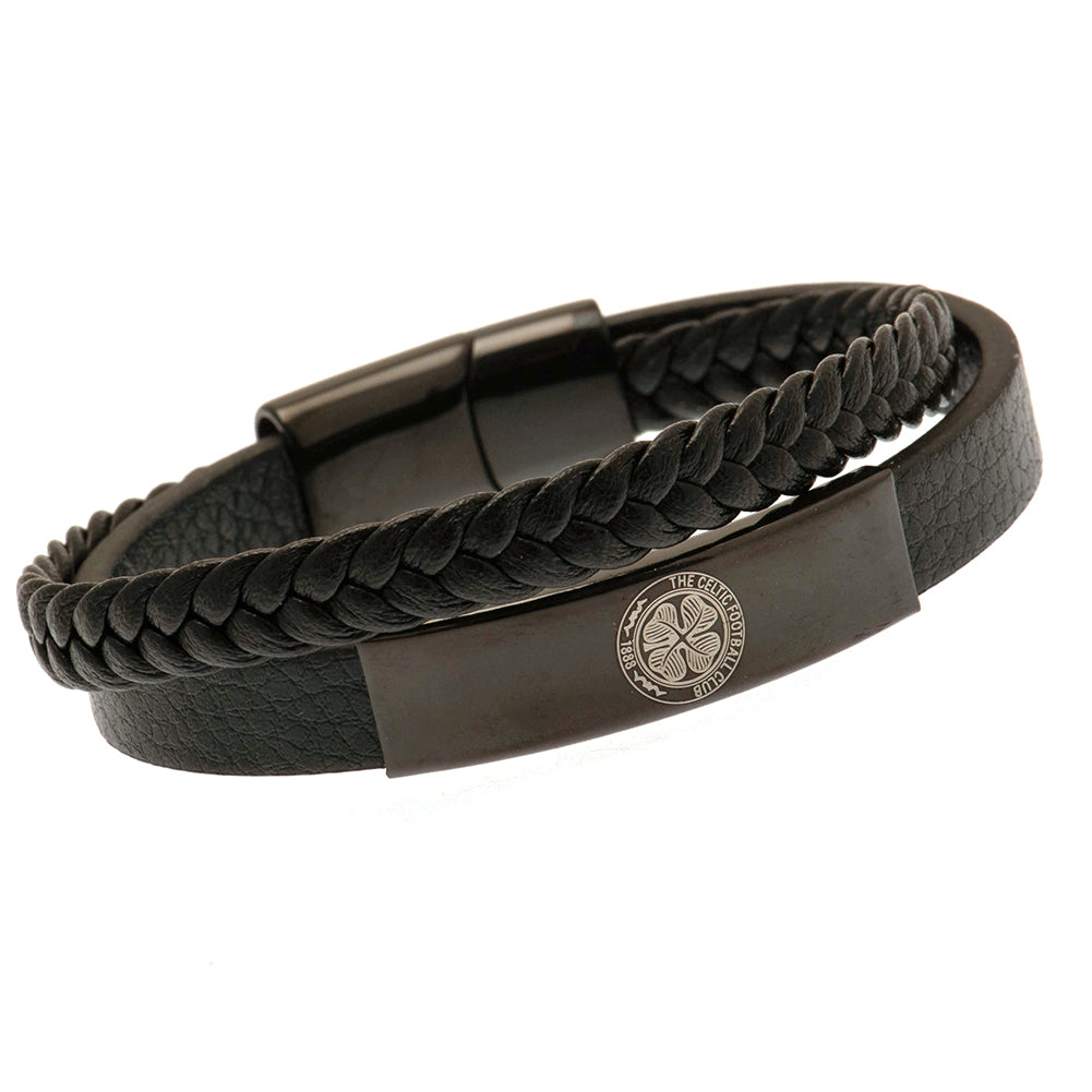 View Celtic FC Black IP Leather Bracelet information