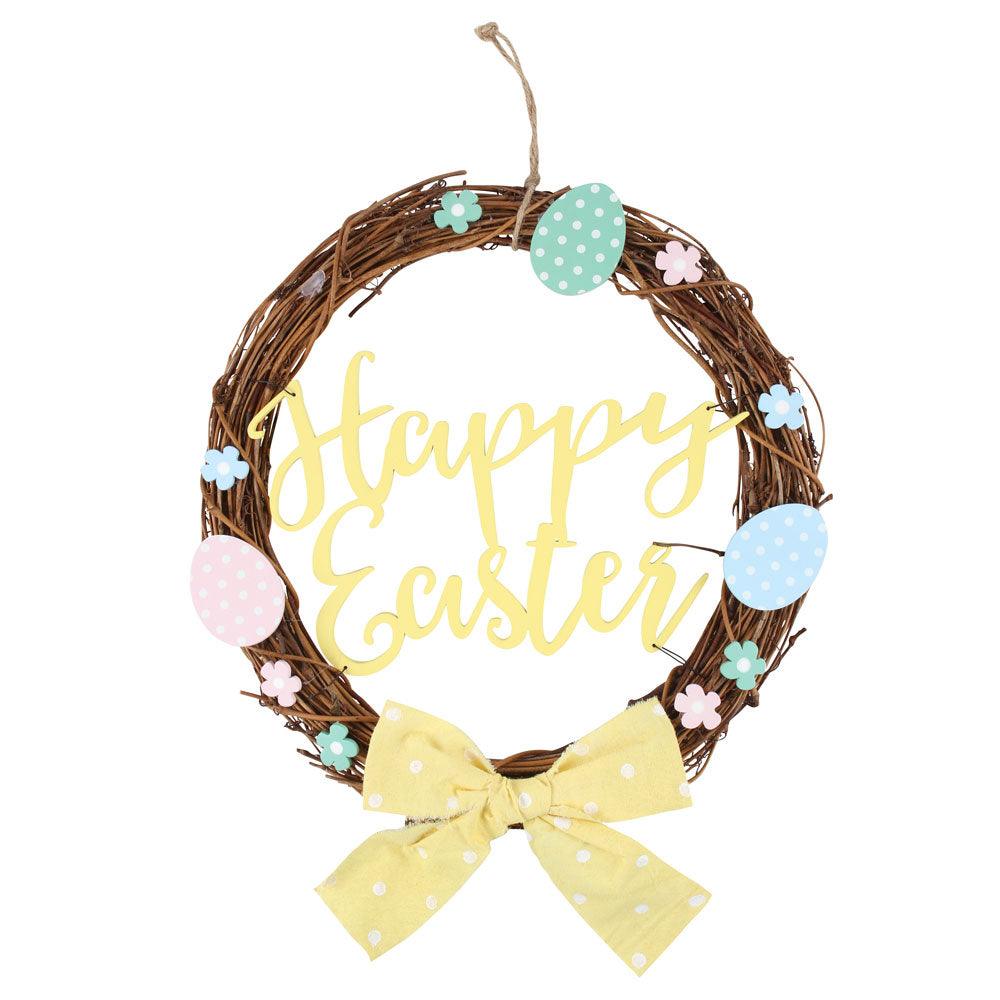 View 30cm Happy Easter Willow Wreath information