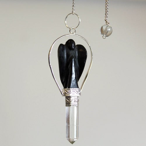 View Angel Pendulum with Ring Black Agate information