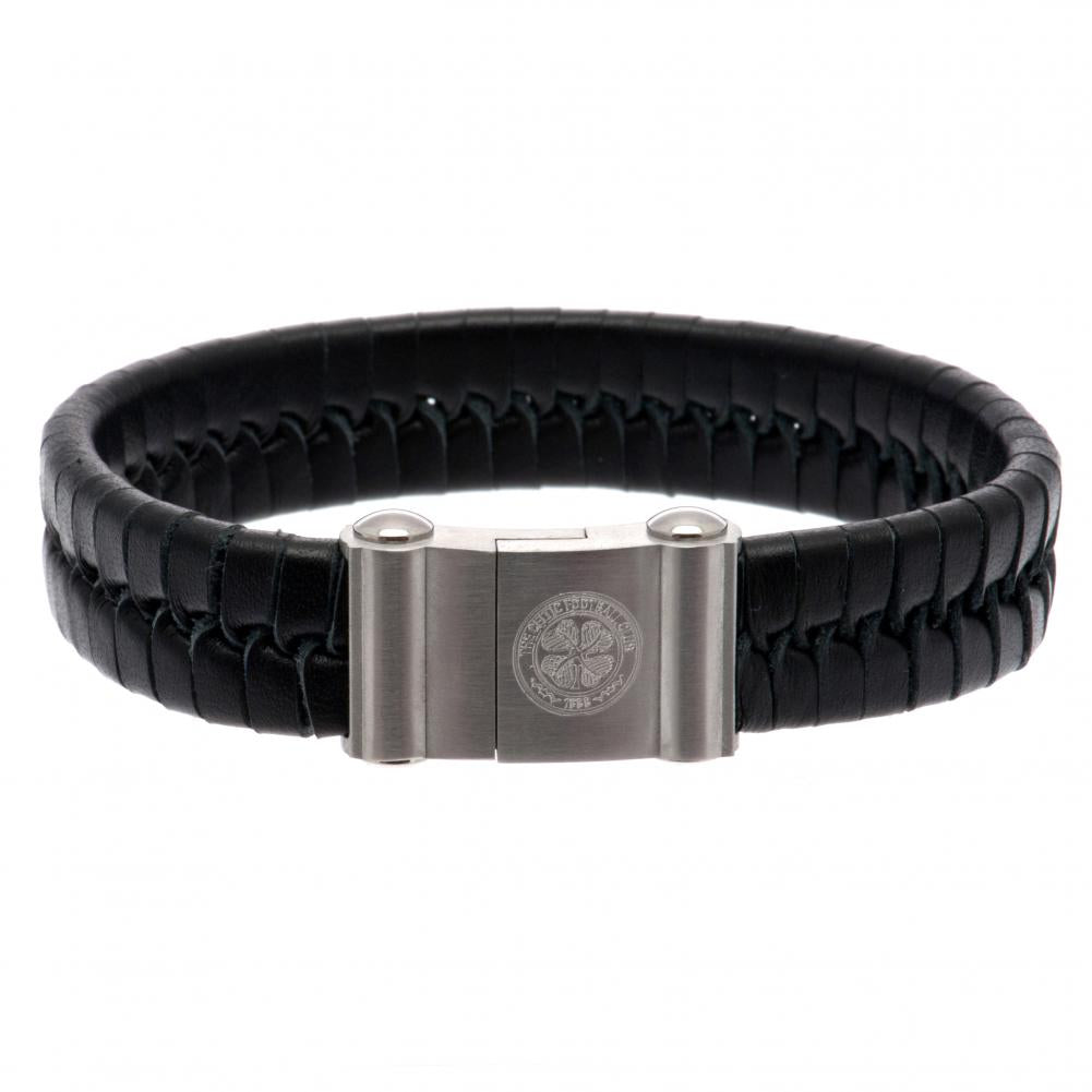 View Celtic FC Single Plait Leather Bracelet information