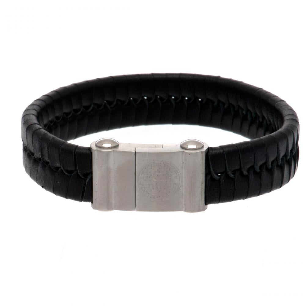 View Leicester City FC Single Plait Leather Bracelet information