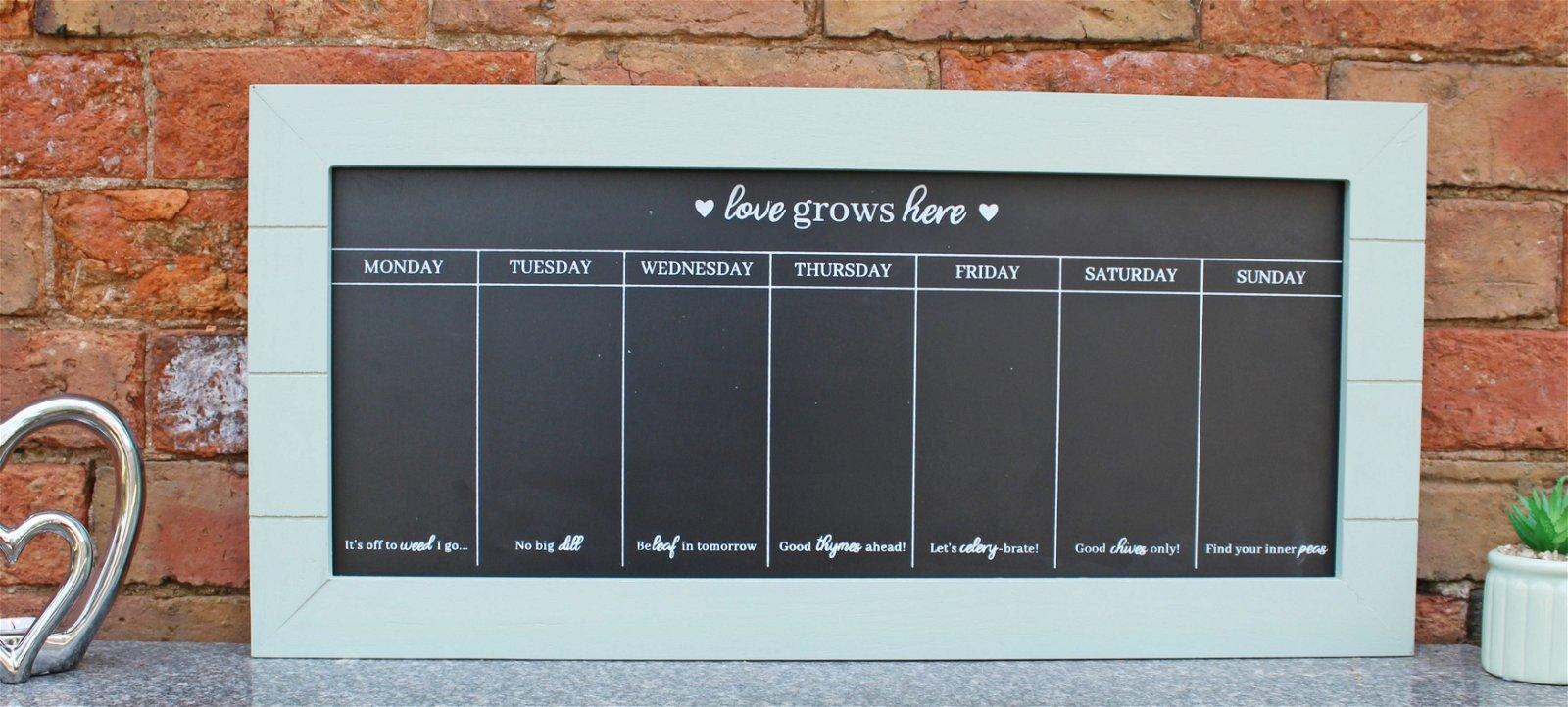 View 67x32 Chalkboard Week Planner Green information