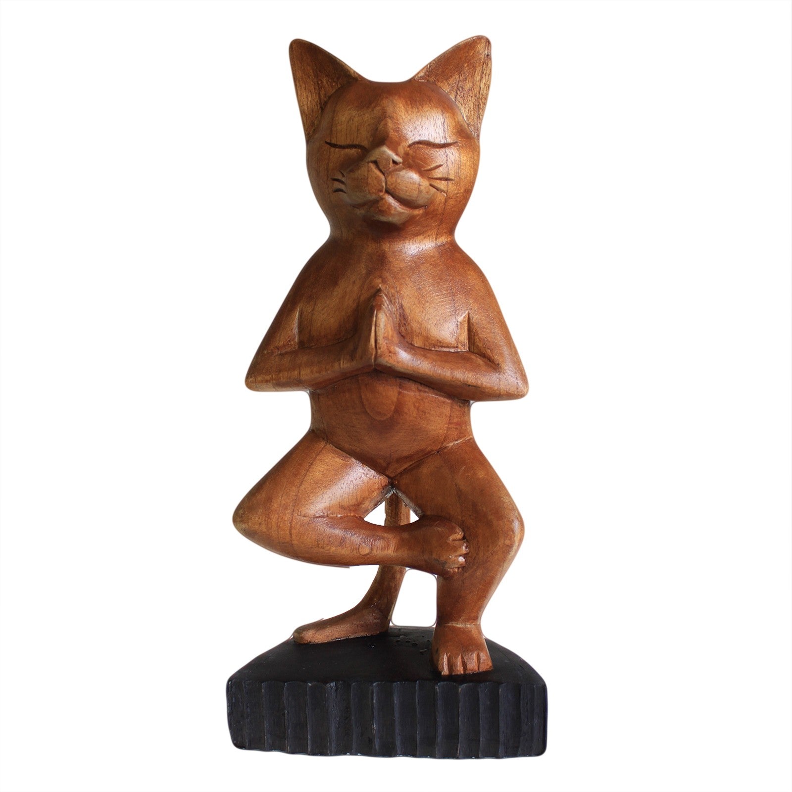 View Handcarved Yoga Cats One Leg information