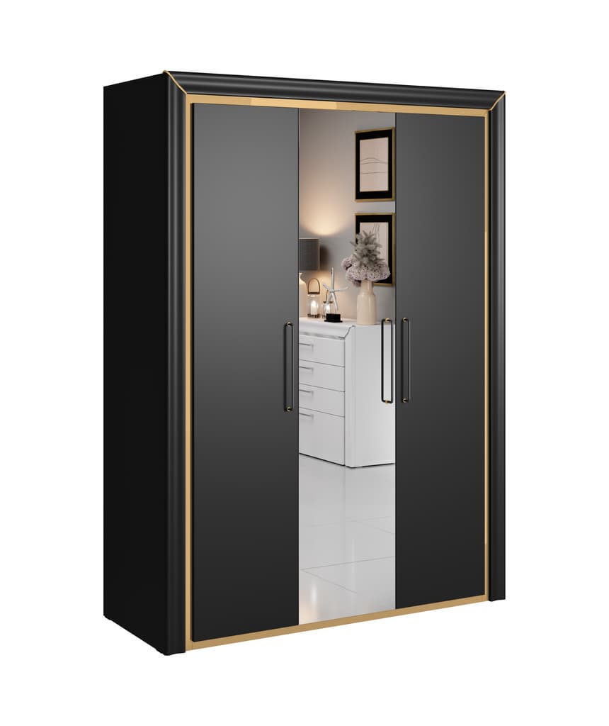 View Arno Hinged Door Wardrobe 155cm Black 155cm information