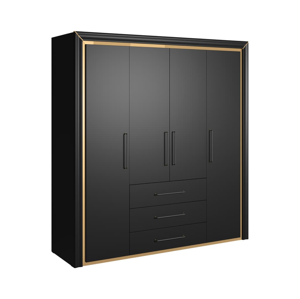 View Arno Hinged Door Wardrobe 199cm Black 199cm information