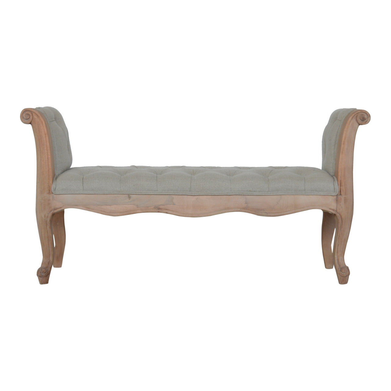 View Carved French Style Mud Linen Bench information