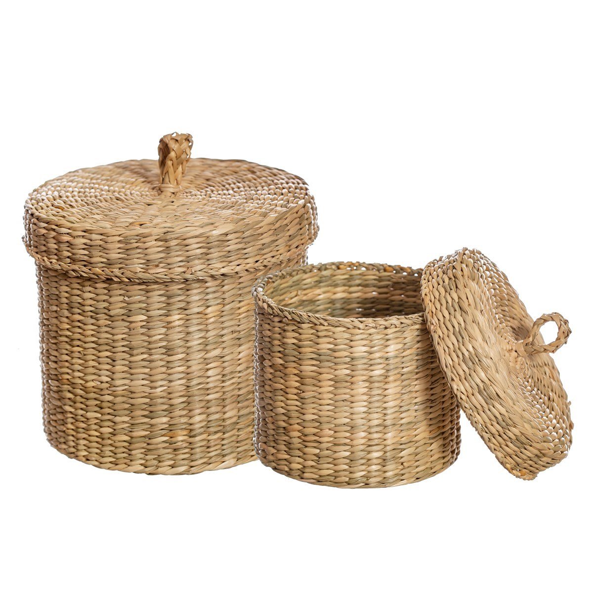 View Seagrass Baskets With Lid Set of 2 information