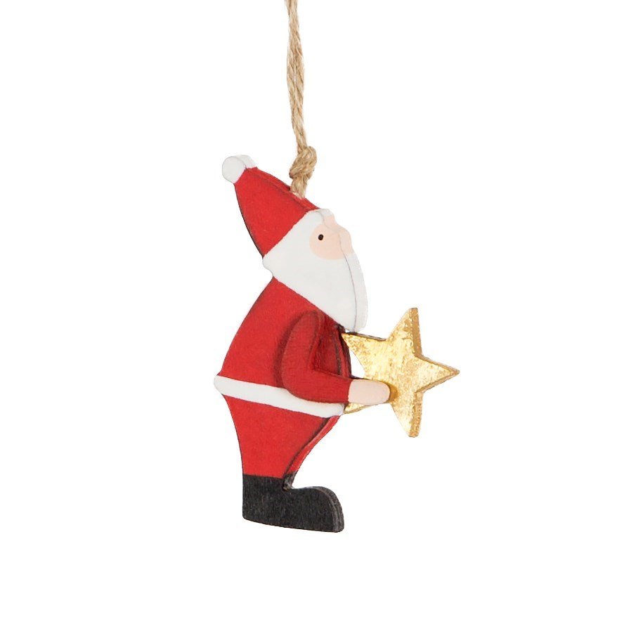 View Santa Holding Star Wooden Hanging Decoration information