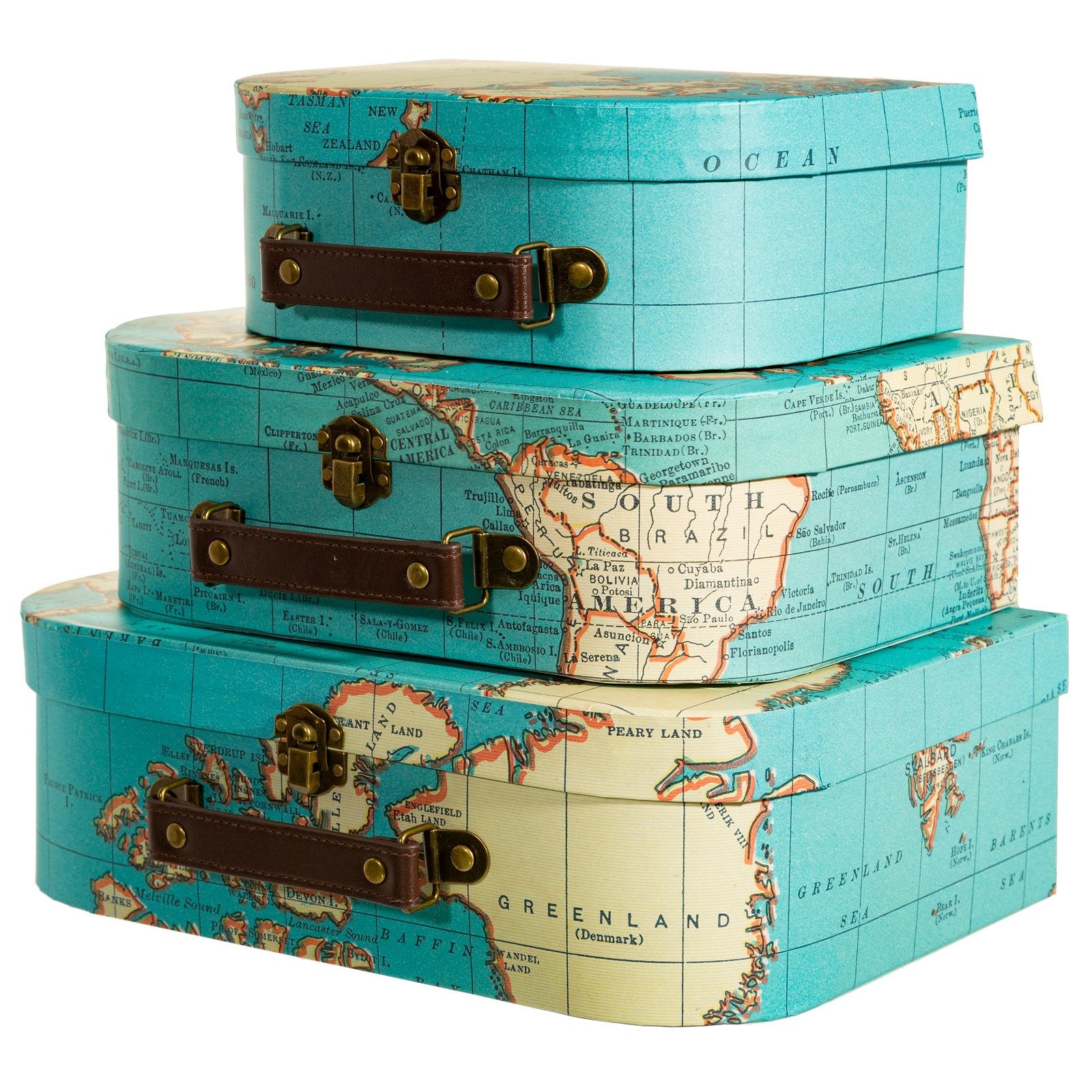 View Vintage Map Suitcases Set of 3 information
