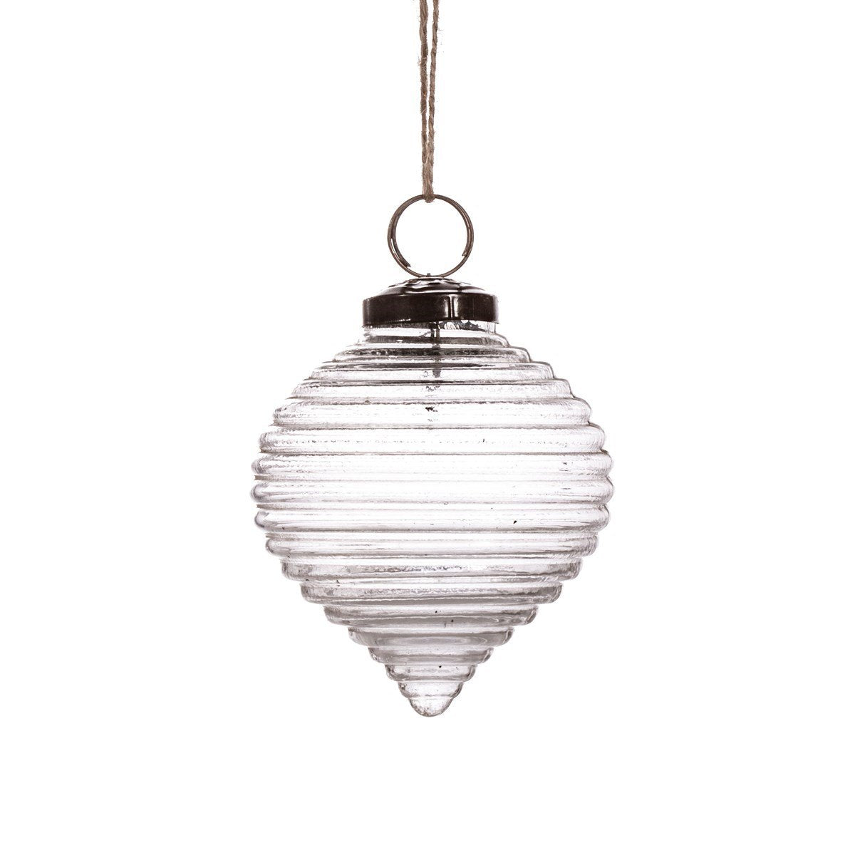 View Clear Recycled Glass Rippled Bauble information