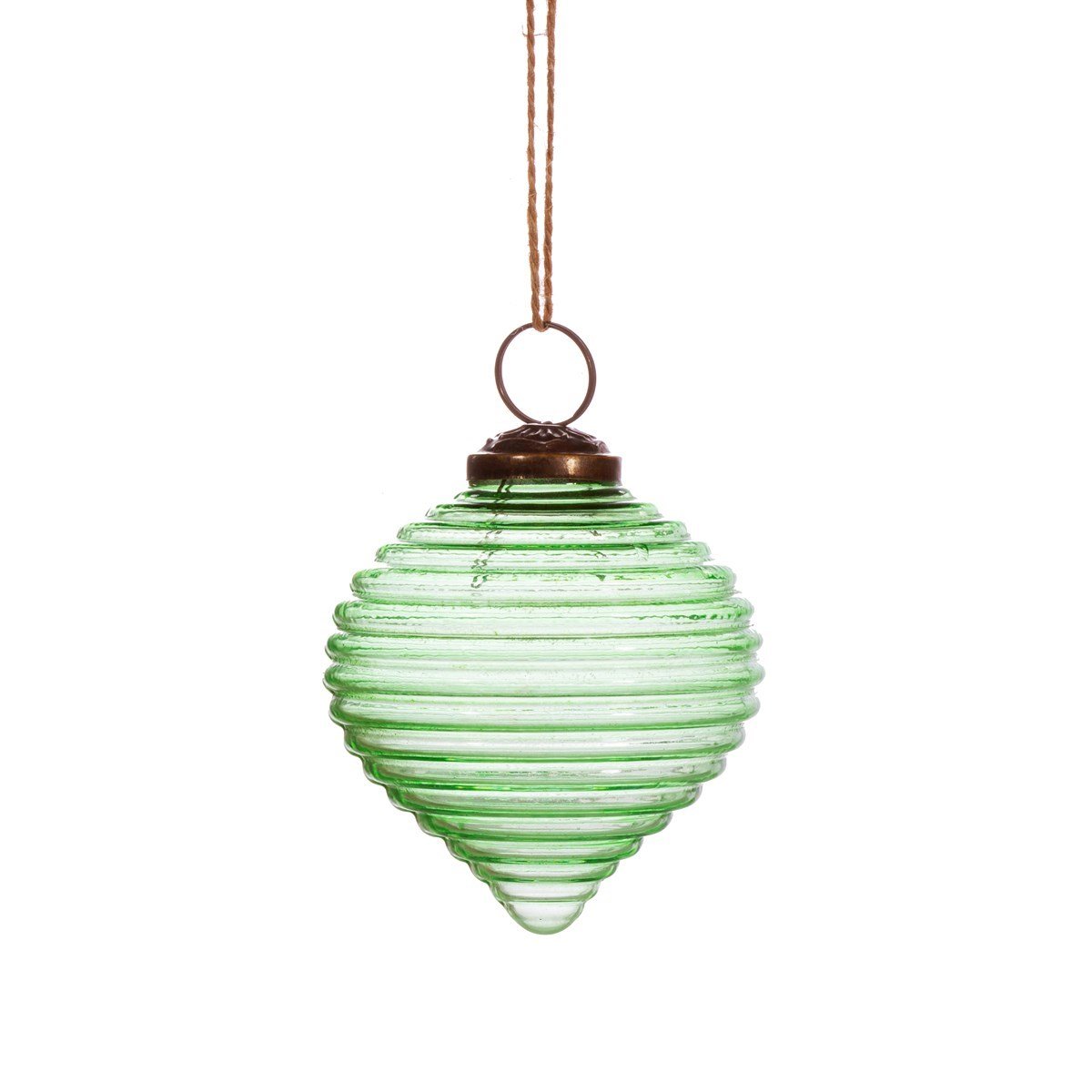 View Green Recycled Glass Rippled Bauble information