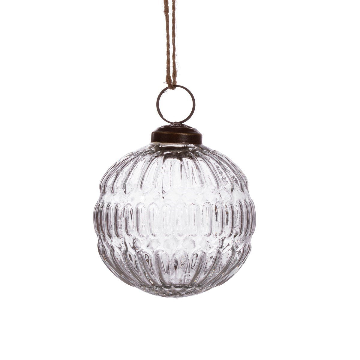View Clear Recycled Glass Grooved Bauble information
