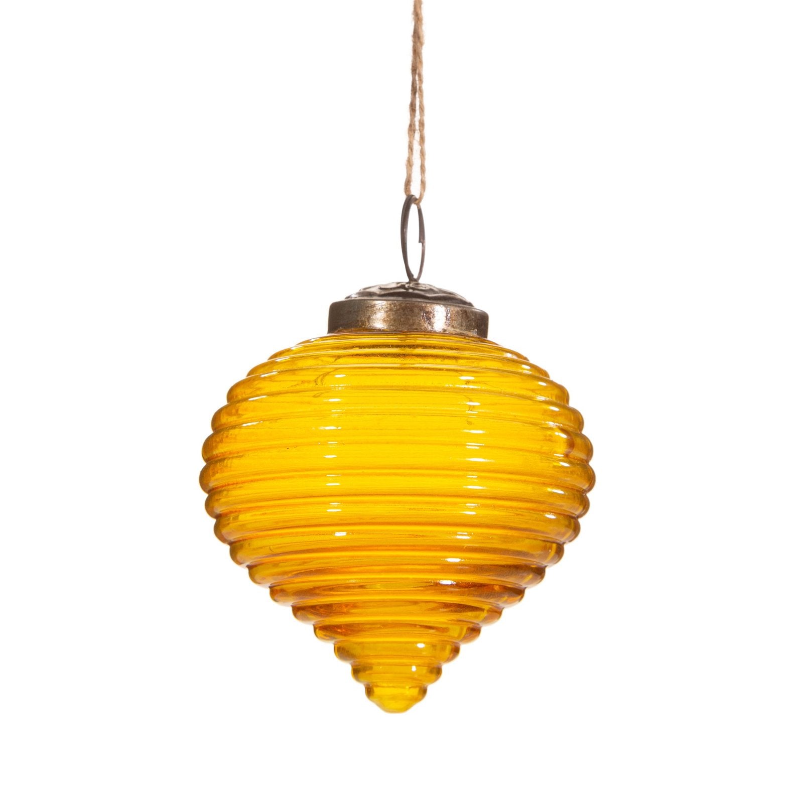 View Amber Recycled Glass Rippled Bauble information