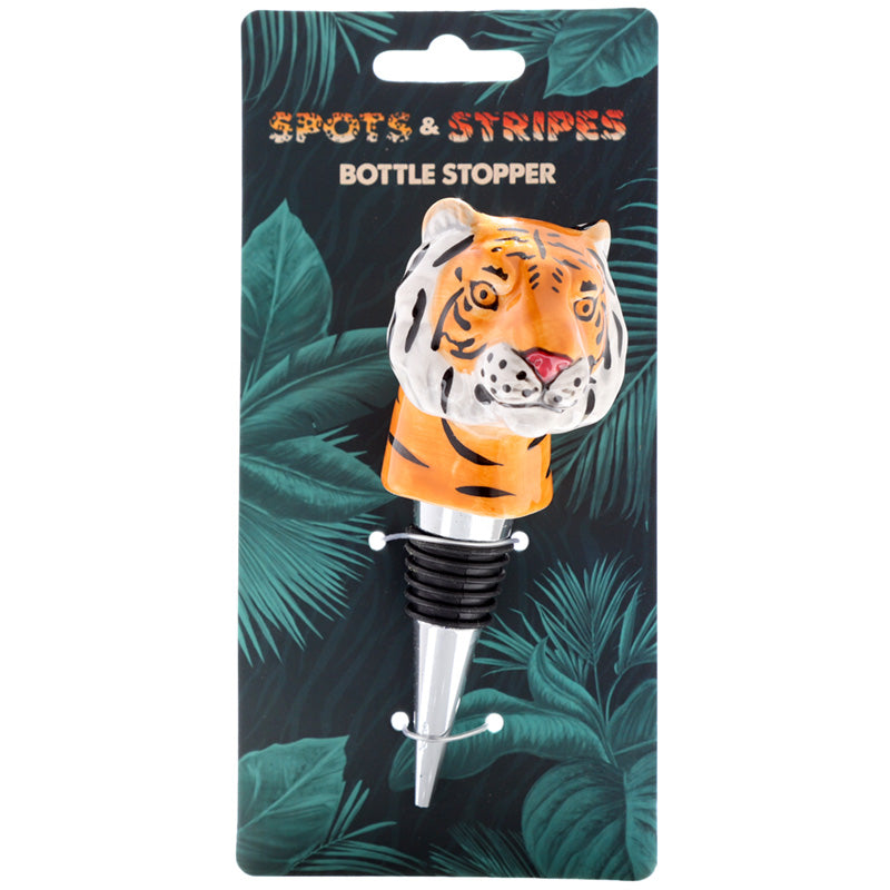 View Novelty Ceramic Bottle Stopper Big Cat Spots Stripes information