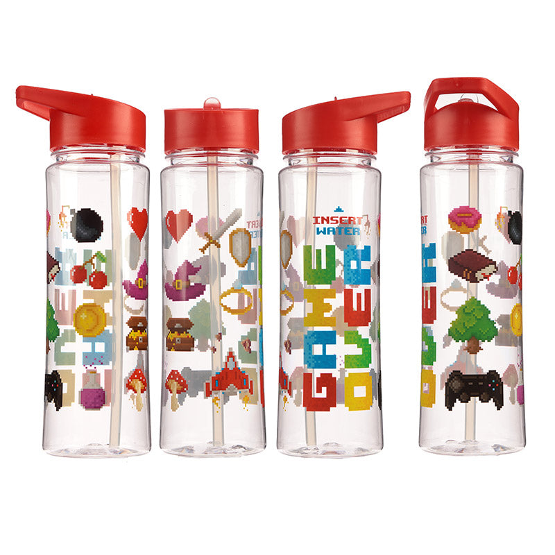 View Reusable Retro Gaming Game Over 550ml Water Bottle with Flip Straw information