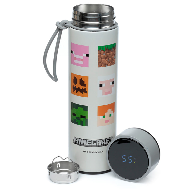View Reusable Stainless Steel Hot Cold Insulated Drinks Bottle Digital Thermometer Minecraft Faces information