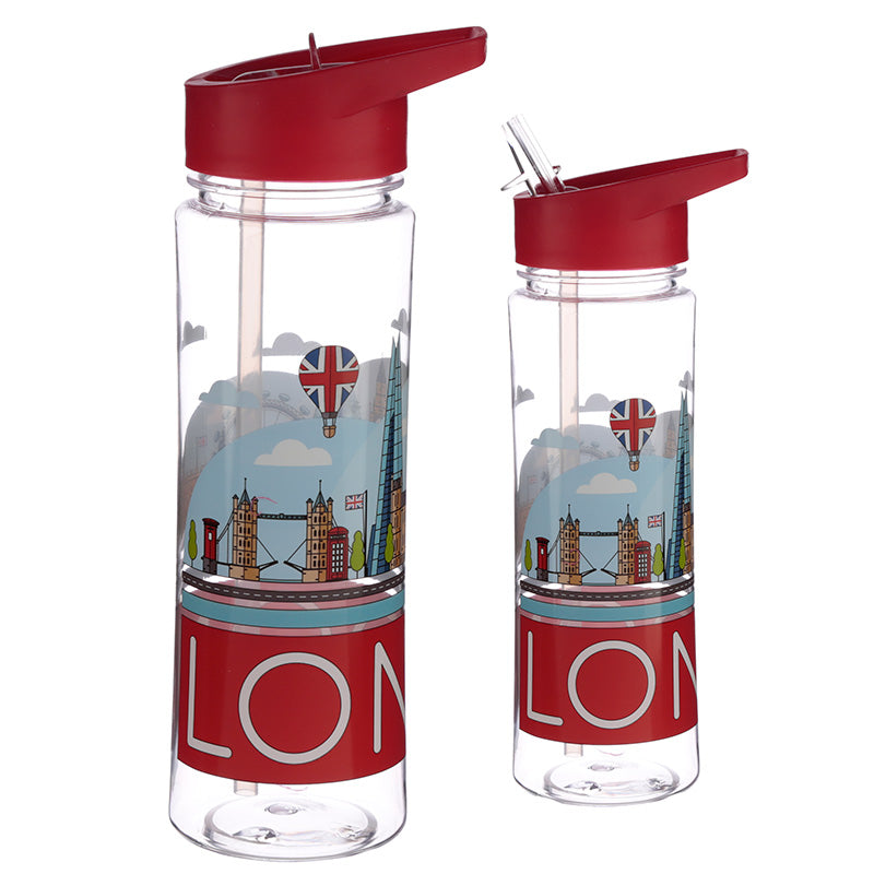 View Reusable London Skyline 550ml Water Bottle with Flip Straw information
