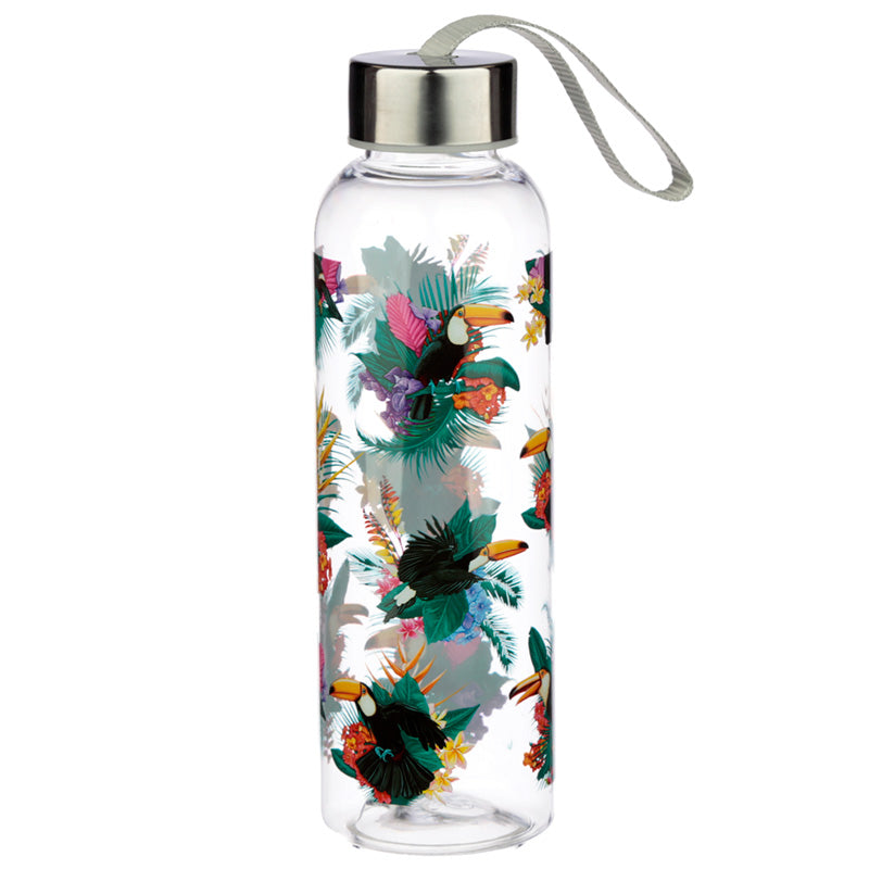 View Reusable Toucan Party 500ml Water Bottle with Metallic Lid information