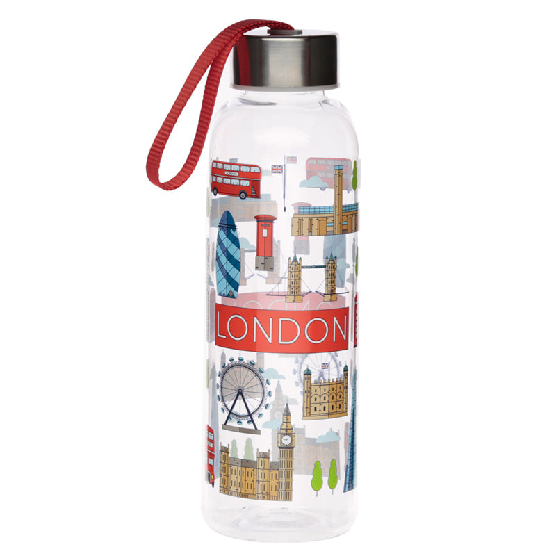 View Reusable London Icons 500ml Water Bottle with Metallic Lid information