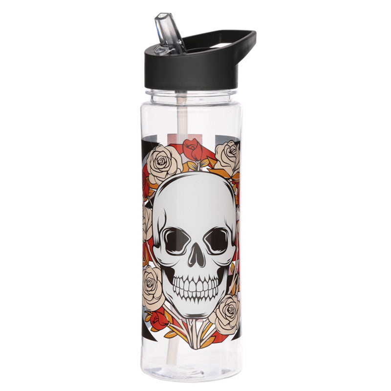 View Reusable Skulls and Roses Union Jack 550ml Water Bottle with Flip Straw information