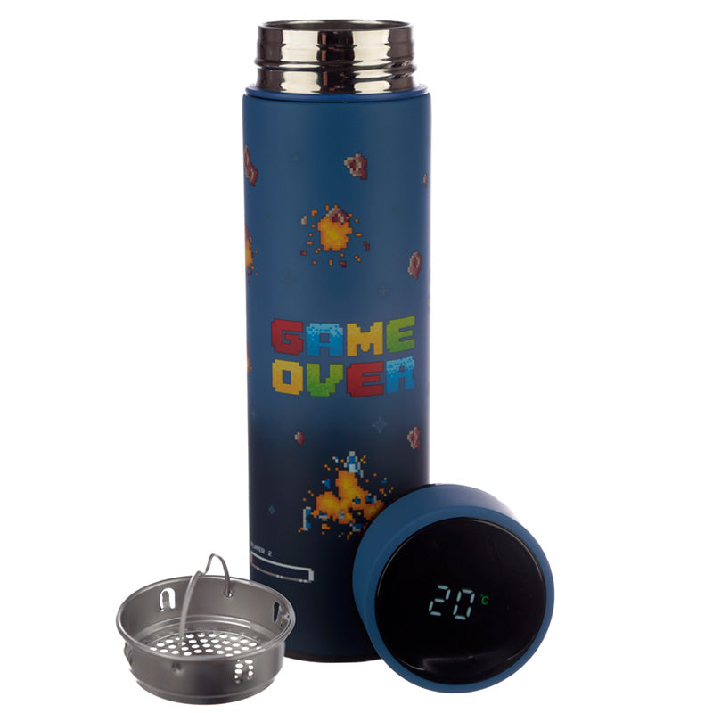 View Reusable Stainless Steel Hot Cold Insulated Drinks Bottle Digital Thermometer Game Over information