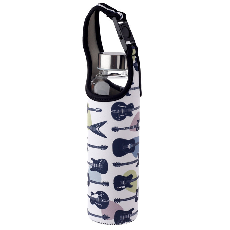 View Reusable 500ml Glass Water Bottle with Protective Neoprene Sleeve Headstock Guitar information